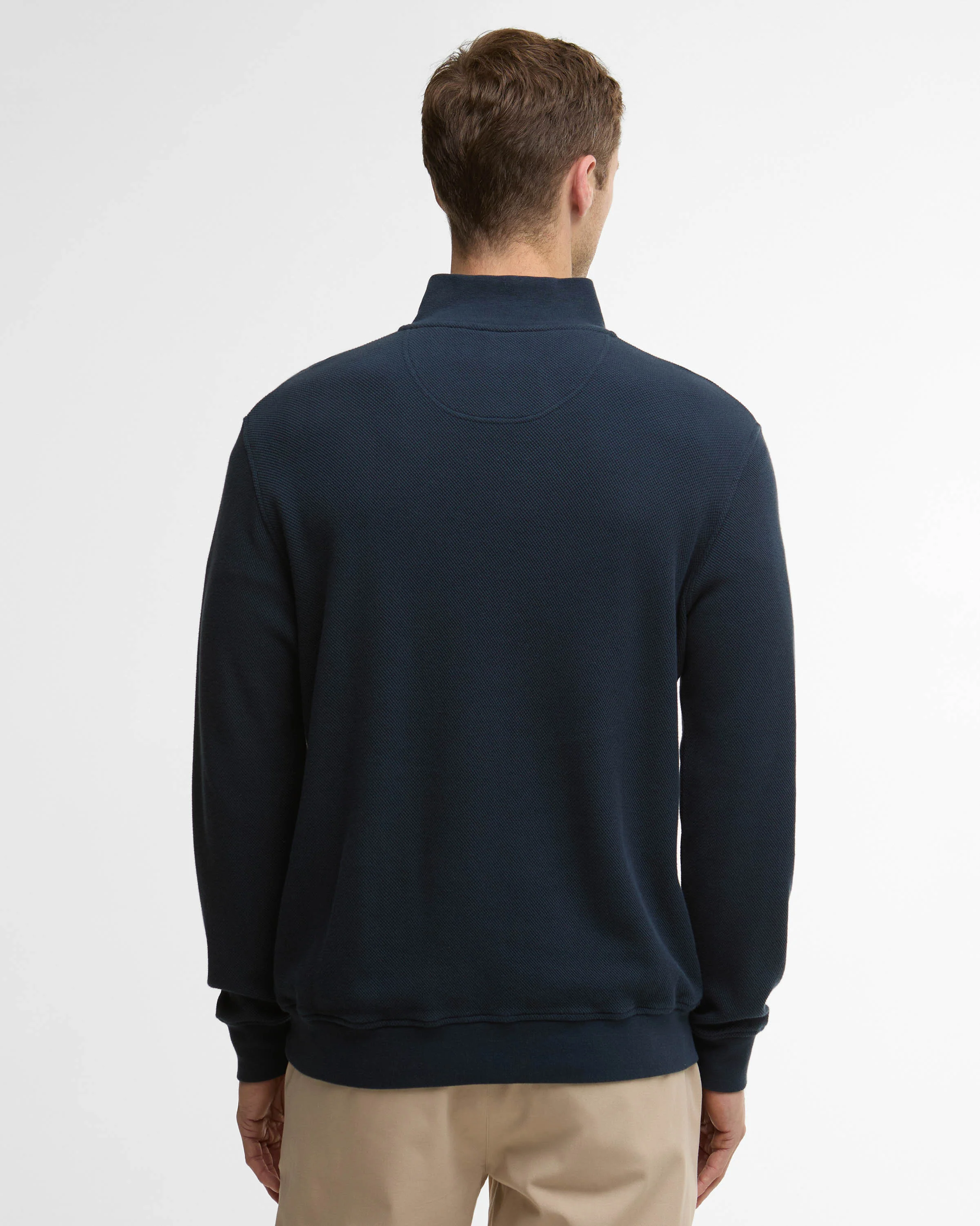 Barbour Pique Interlock Mens Half Zip Sweatshirt - Navy - Image 2