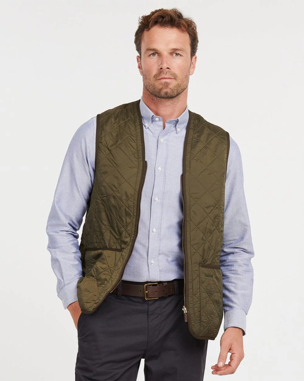 Barbour Polarquilt Mens Waistcoat/Zip-In Liner - Olive - Image 4