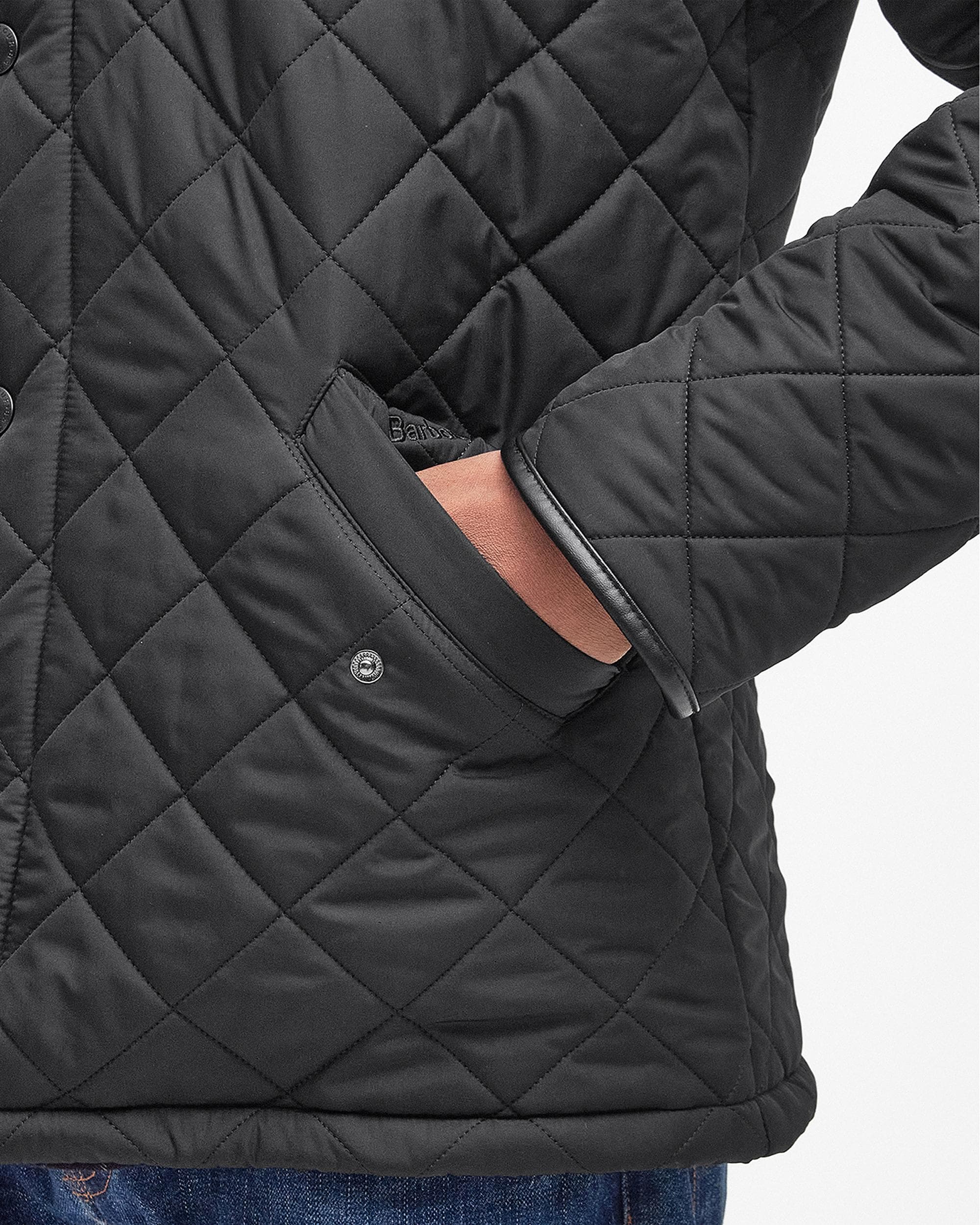 Barbour Powell Mens Quilted Jacket - Black - Image 4