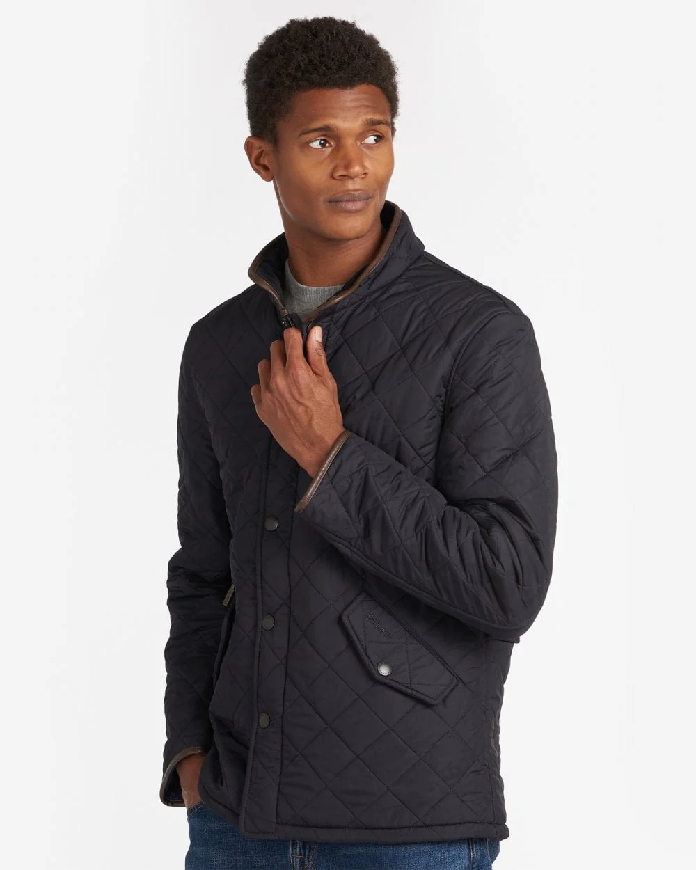 Barbour Powell Mens Quilted Jacket - Navy - Image 2