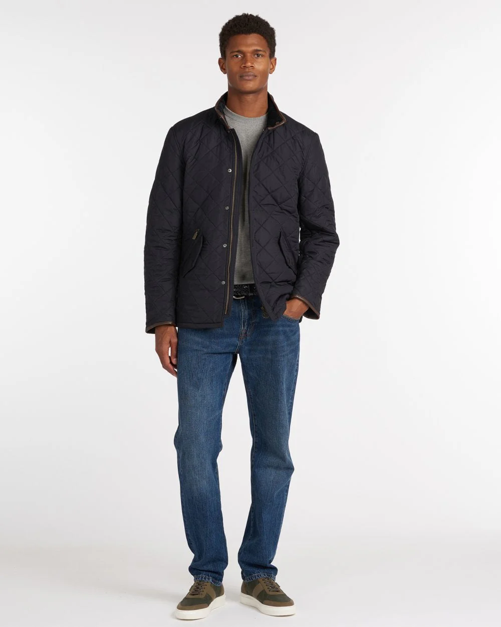 Barbour Powell Mens Quilted Jacket - Navy - Image 3