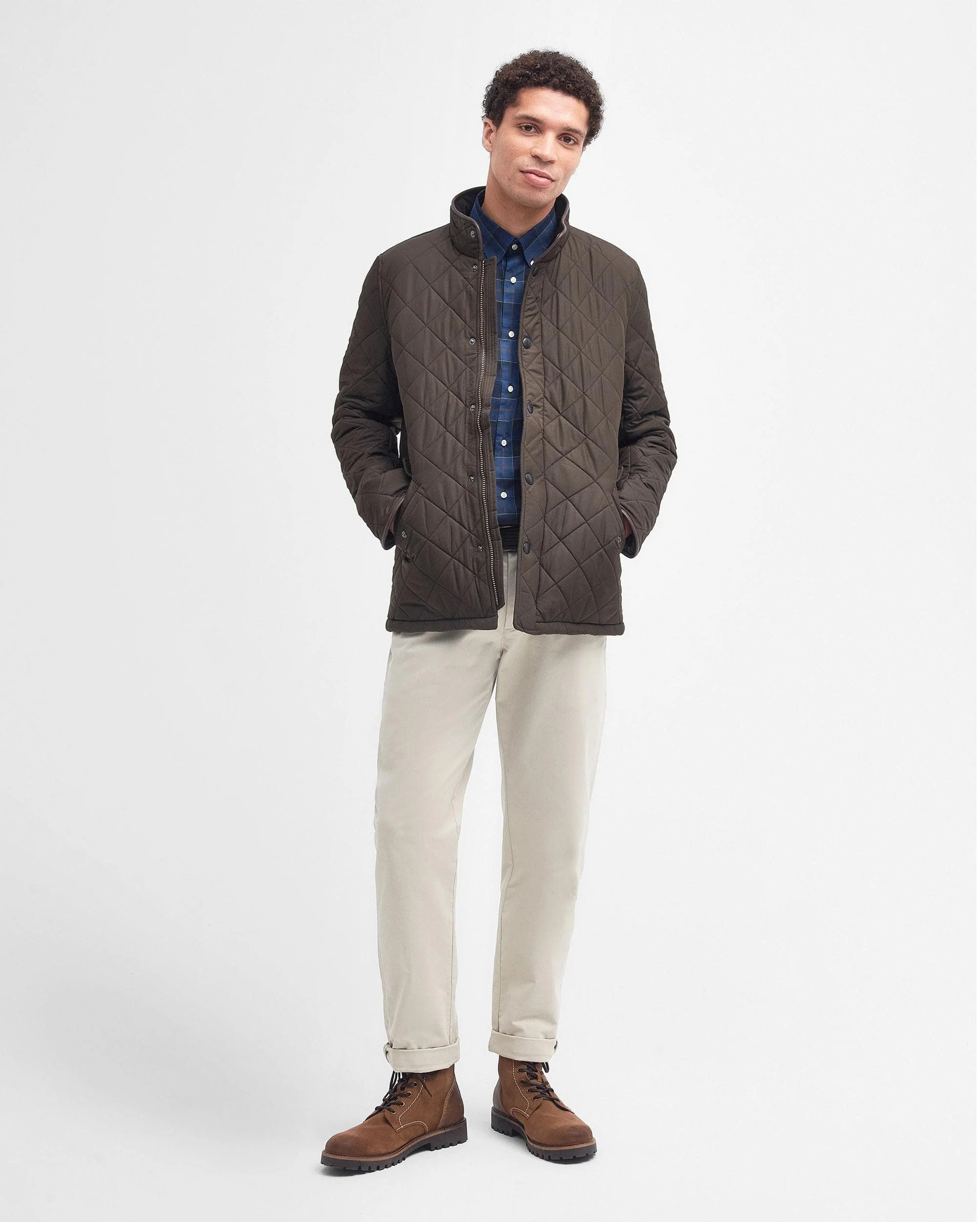 Barbour Powell Mens Quilted Jacket - Olive - Image 4