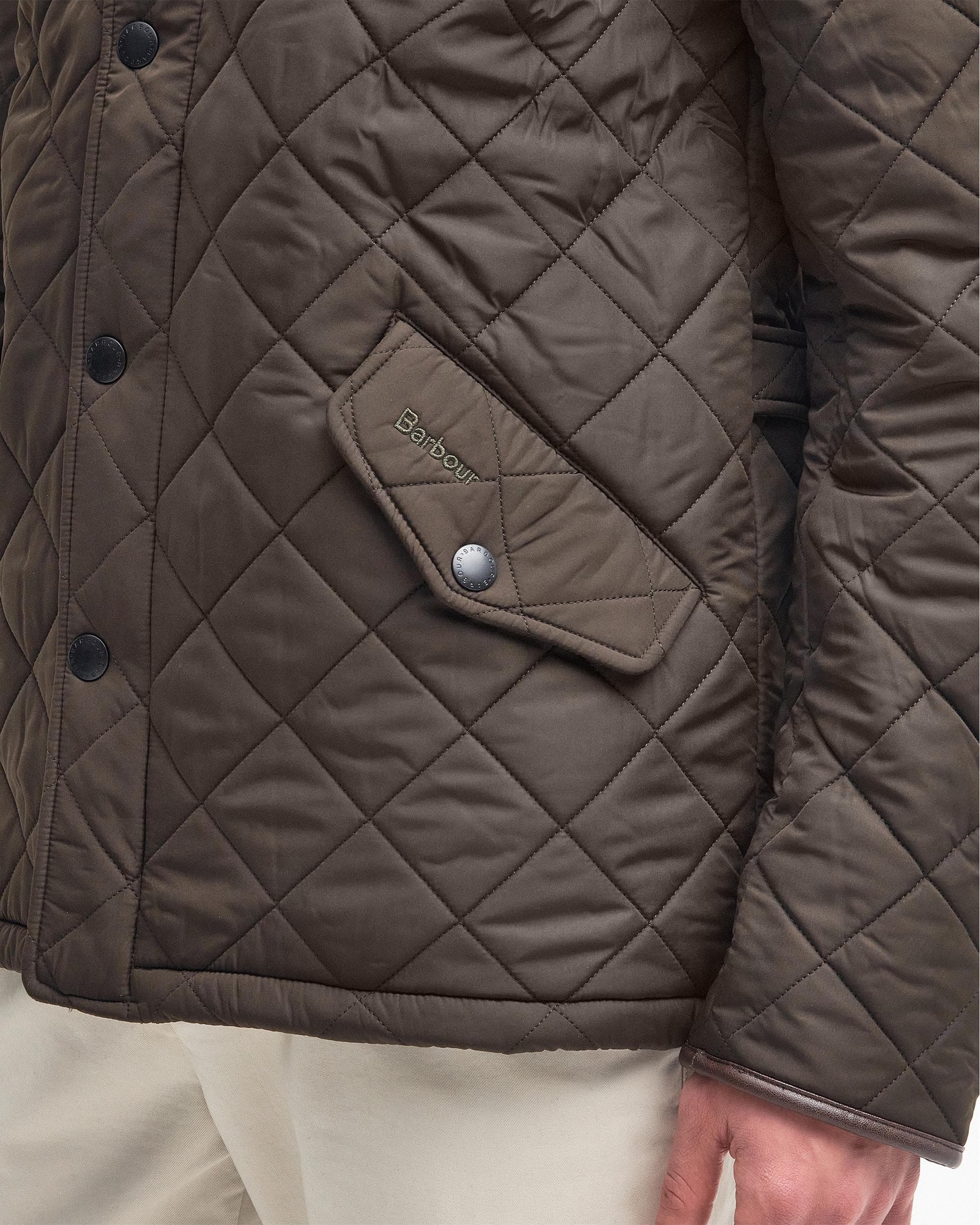 Barbour Powell Mens Quilted Jacket - Olive - Image 7