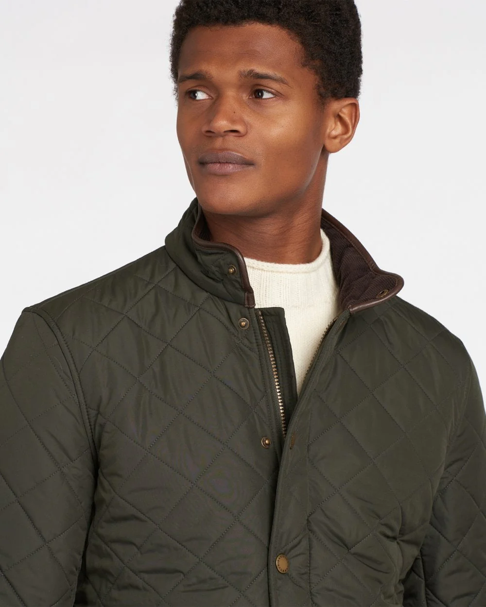 Barbour Powell Mens Quilted Jacket - Sage - Image 2