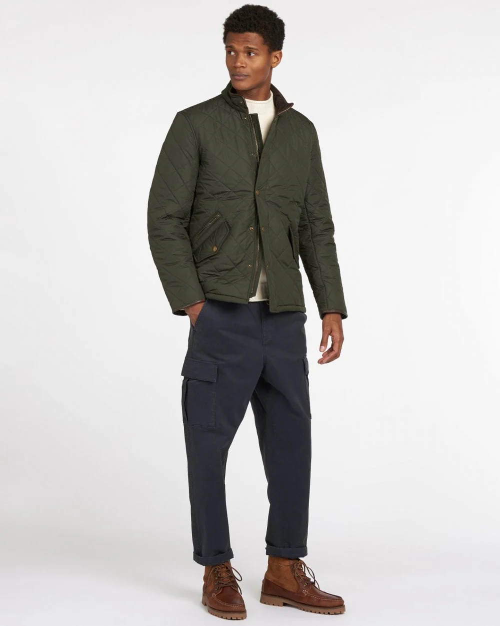 Barbour Powell Mens Quilted Jacket - Sage - Image 3