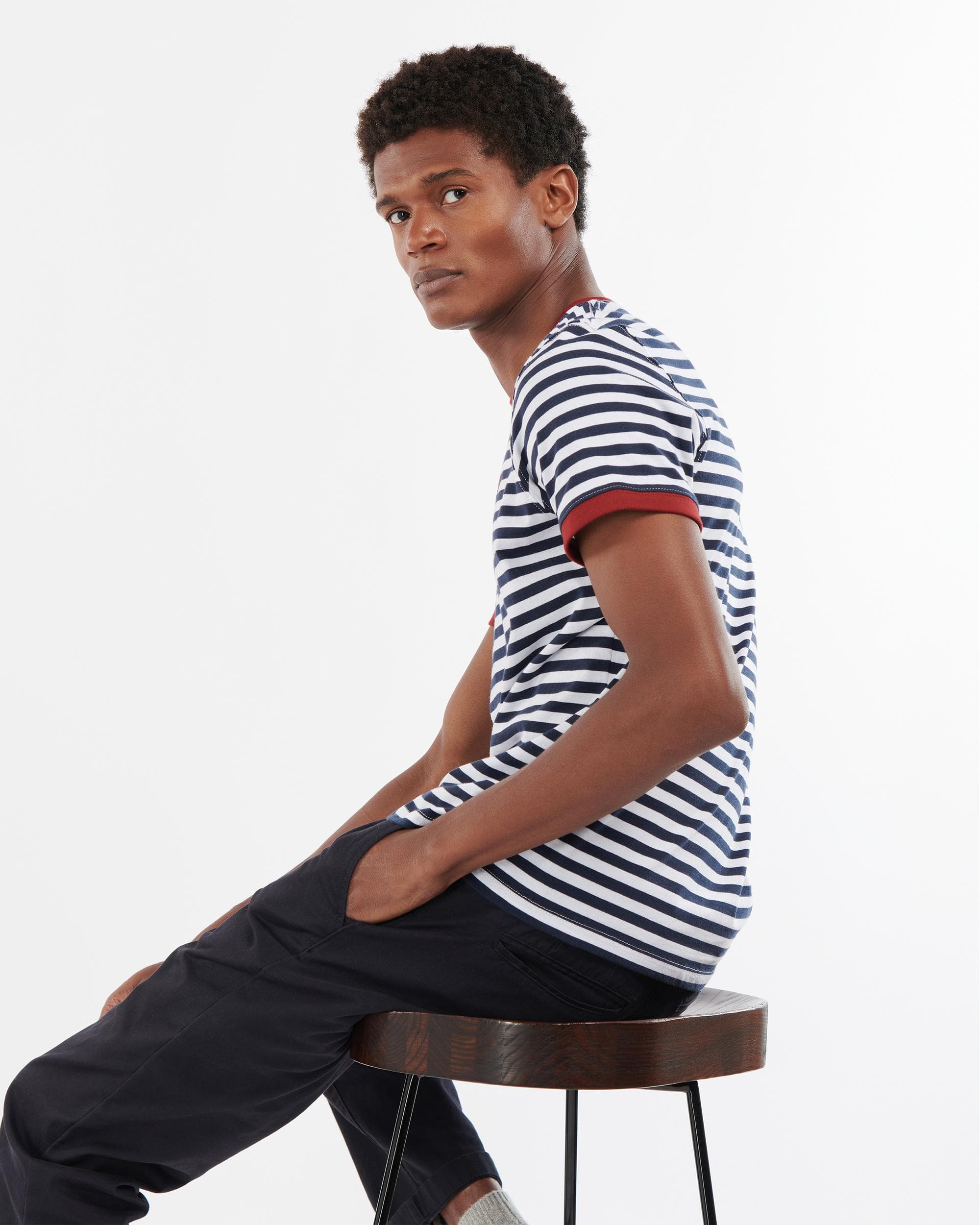 Barbour Quay Stripe Mens T-Shirt - Image 4