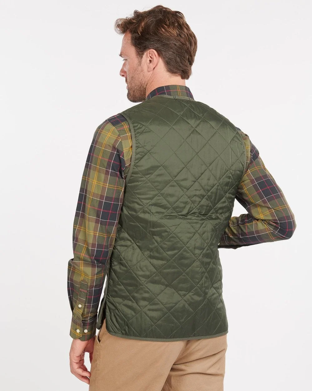 Barbour Quilted Mens Waistcoat/Zip-In Liner - Olive/Classic - Image 5