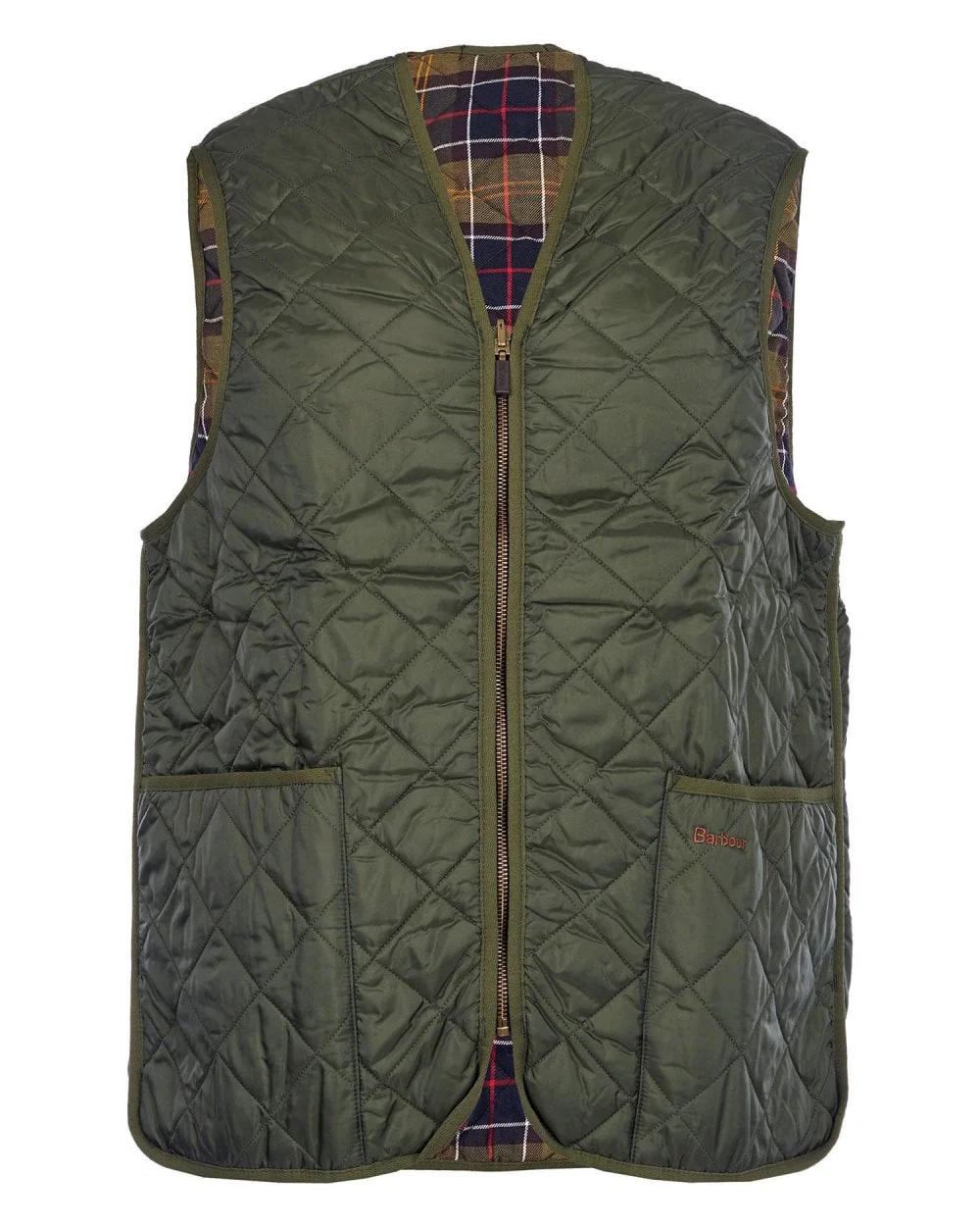 Barbour Quilted Mens Waistcoat/Zip-In Liner - Olive/Classic - Image 7