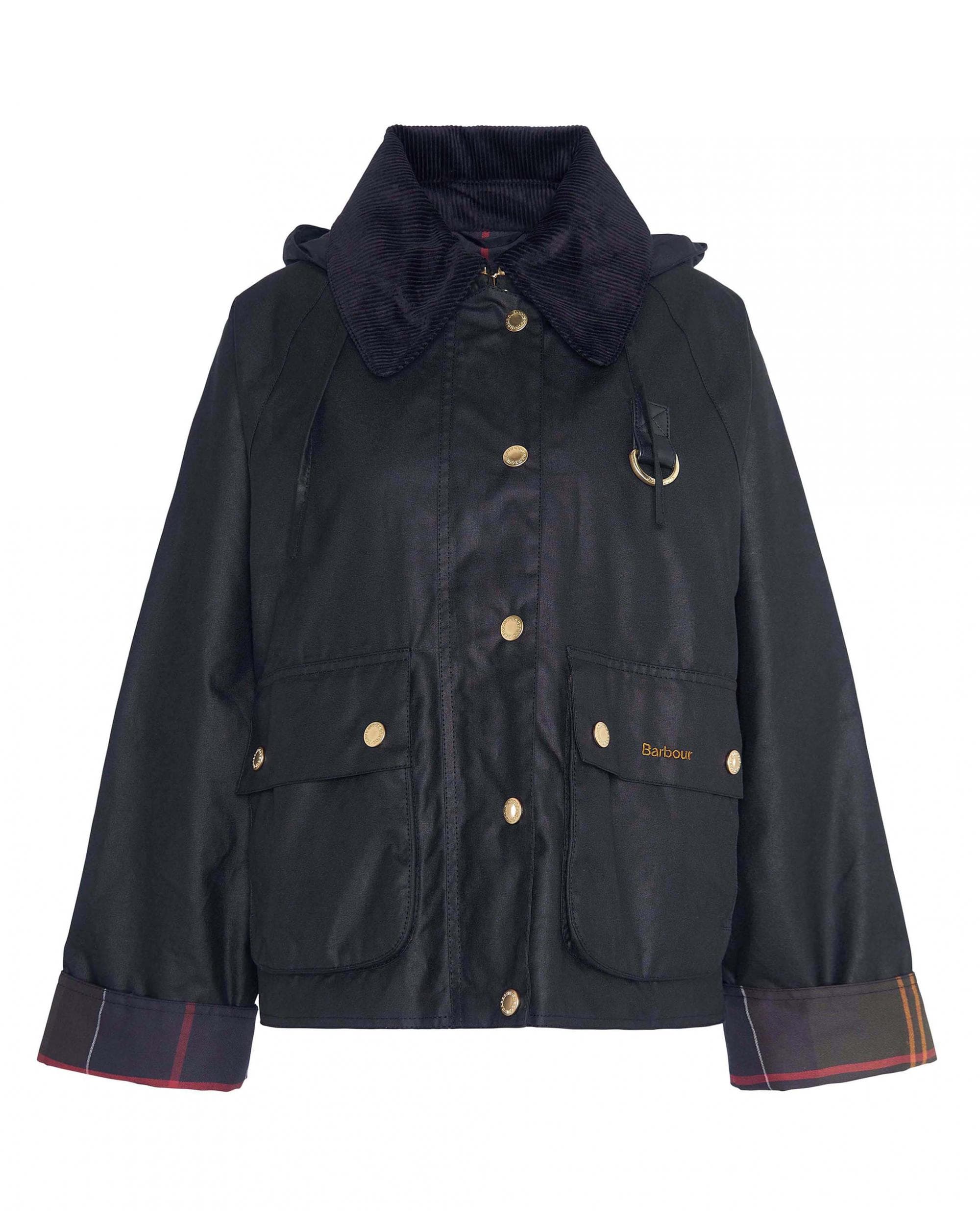 Barbour Reighton Womens Wax Jacket - Black/Classic - Image 10