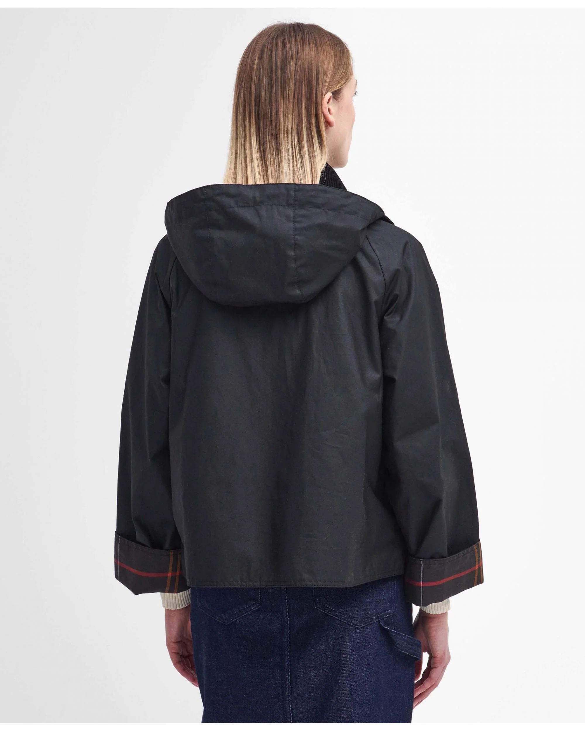 Barbour Reighton Womens Wax Jacket - Black/Classic - Image 5