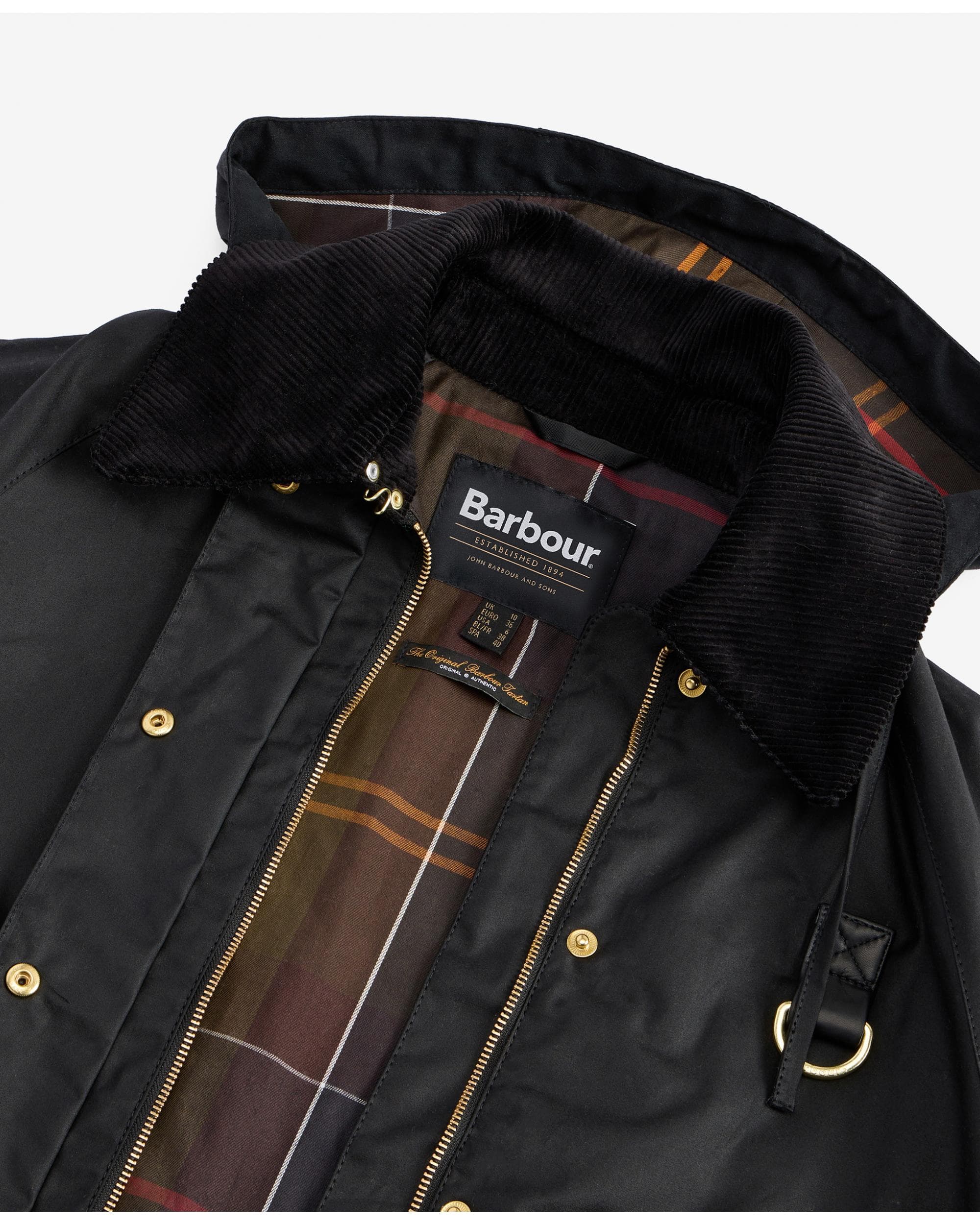 Barbour Reighton Womens Wax Jacket - Black/Classic - Image 6