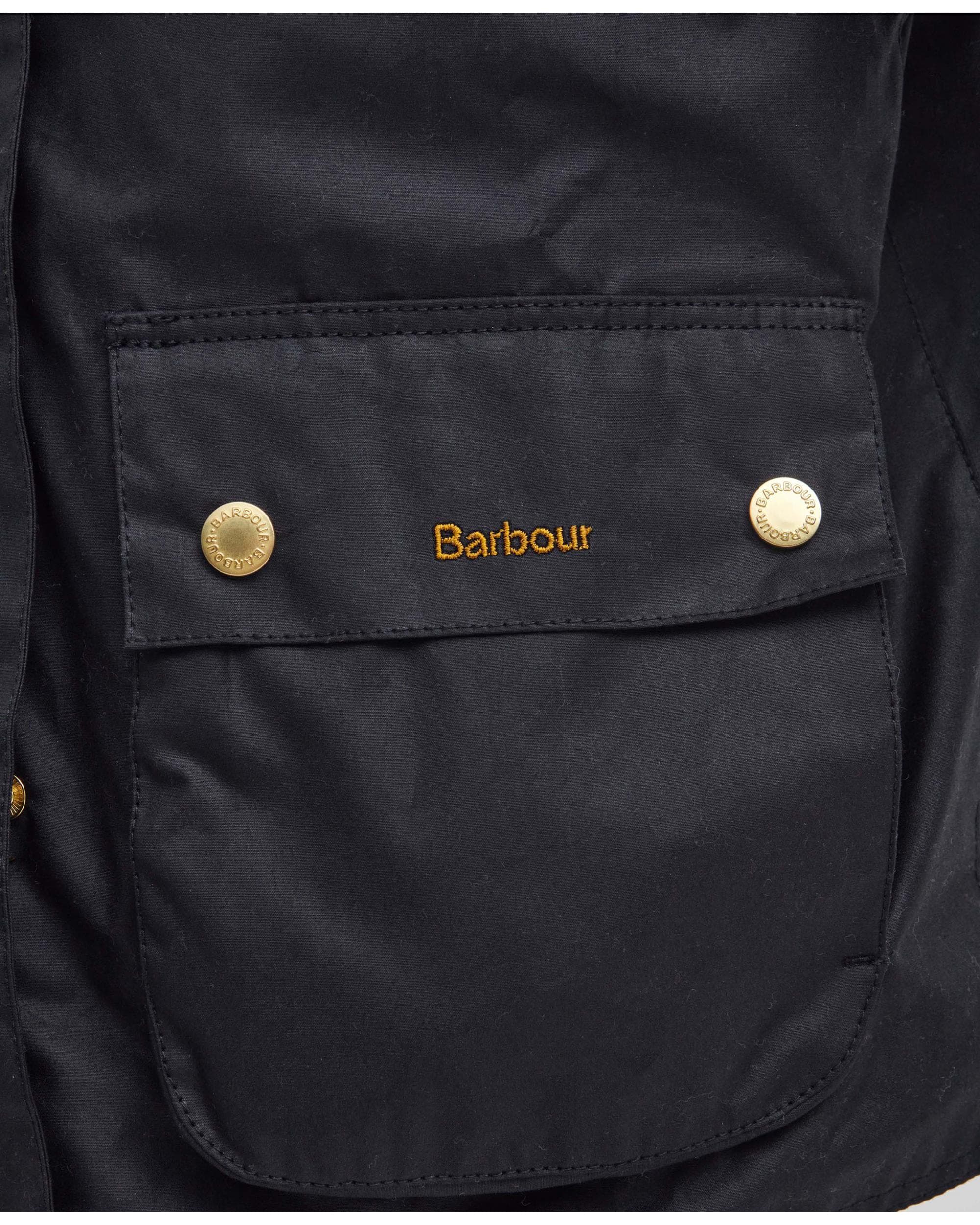 Barbour Reighton Womens Wax Jacket - Black/Classic - Image 8