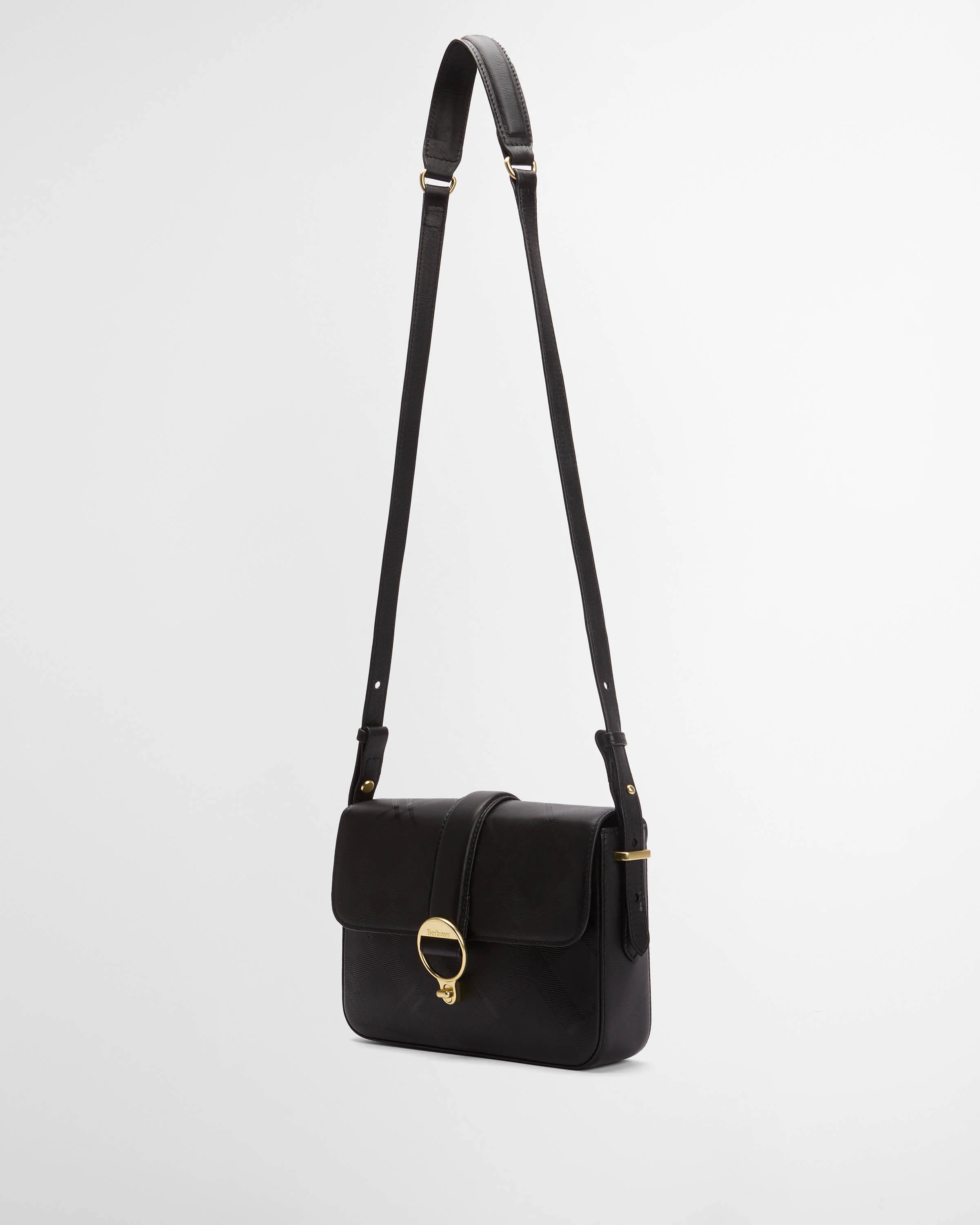 Barbour Rosa Womens Deboss Leather Crossbody Bag - Black/Deboss Tartan - Image 6
