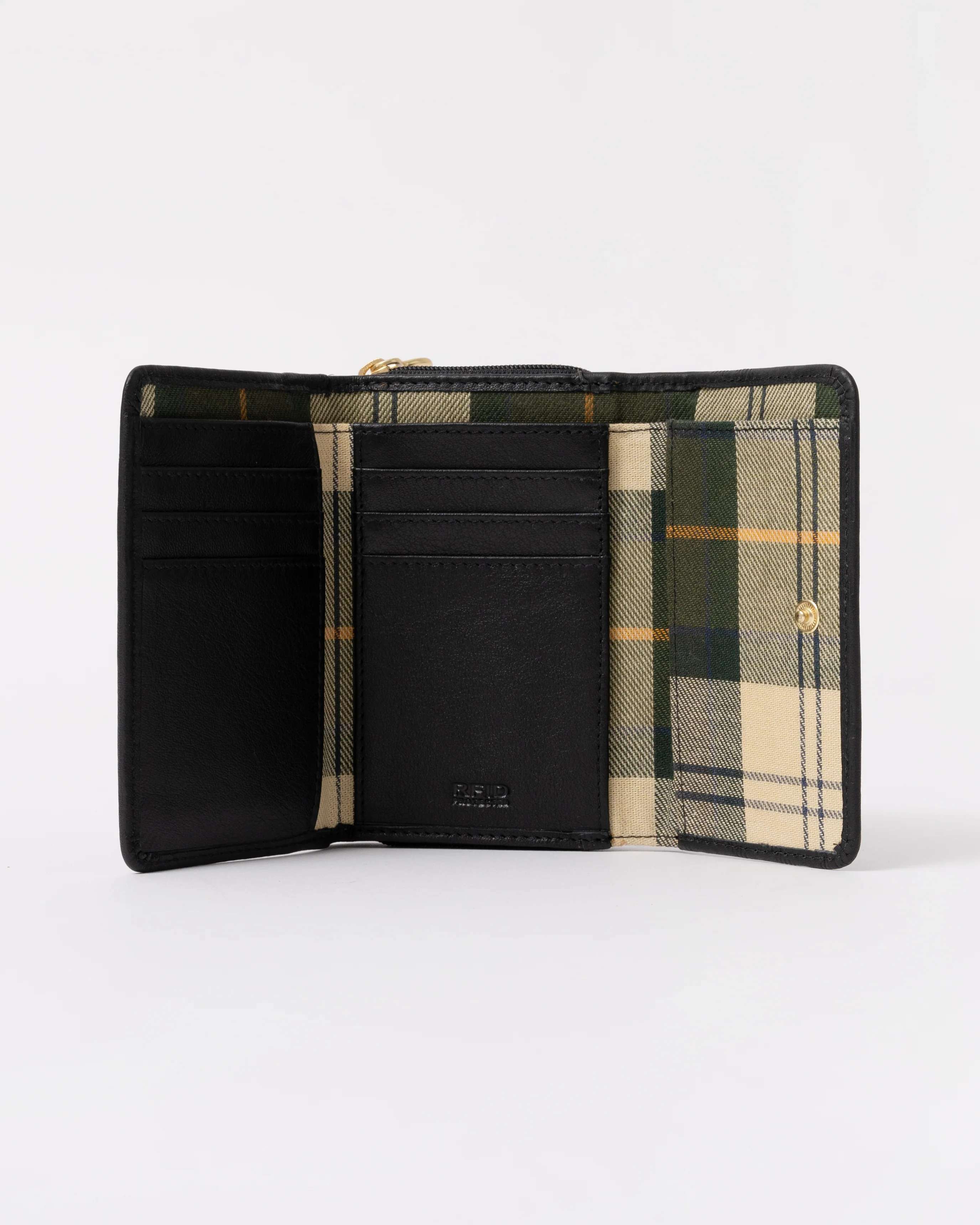 Barbour Rosa Womens Deboss Leather French Purse - Black/Deboss Tartan - Image 2