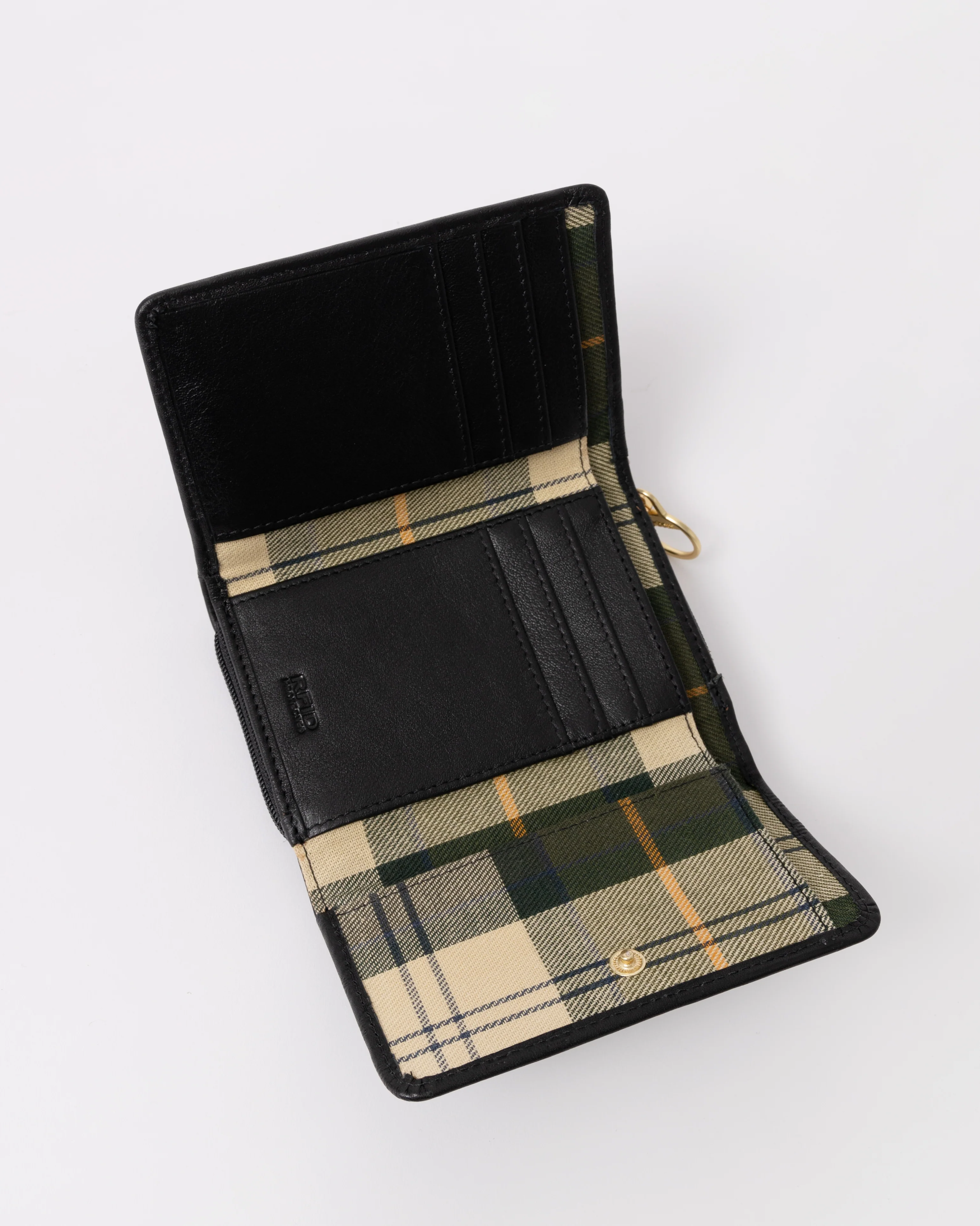 Barbour Rosa Womens Deboss Leather French Purse - Black/Deboss Tartan - Image 3
