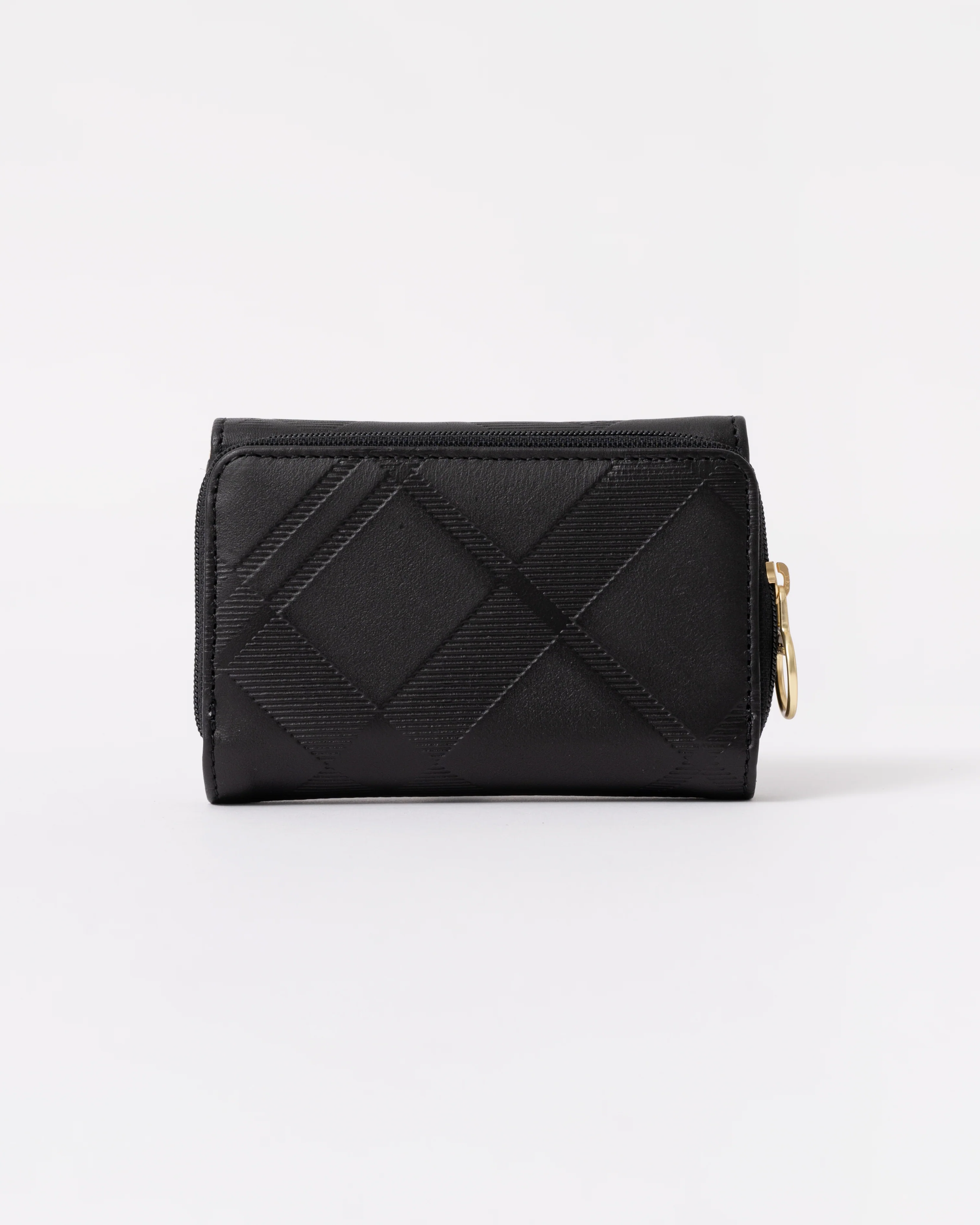 Barbour Rosa Womens Deboss Leather French Purse - Black/Deboss Tartan - Image 5