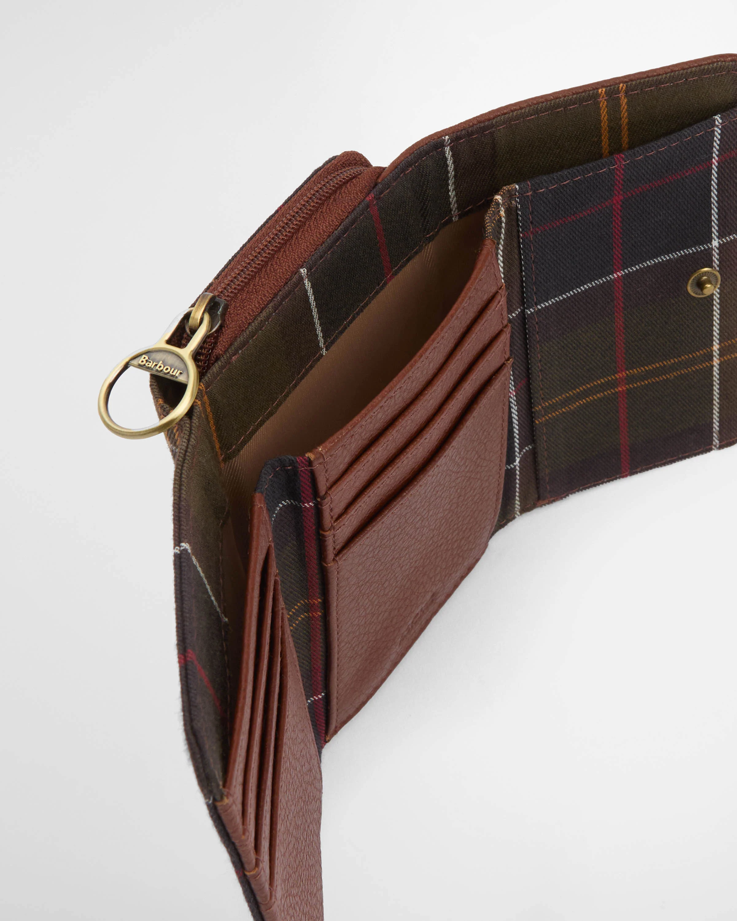 Barbour Rosa Womens Leather French Purse - Brown/Classic Tartan - Image 2