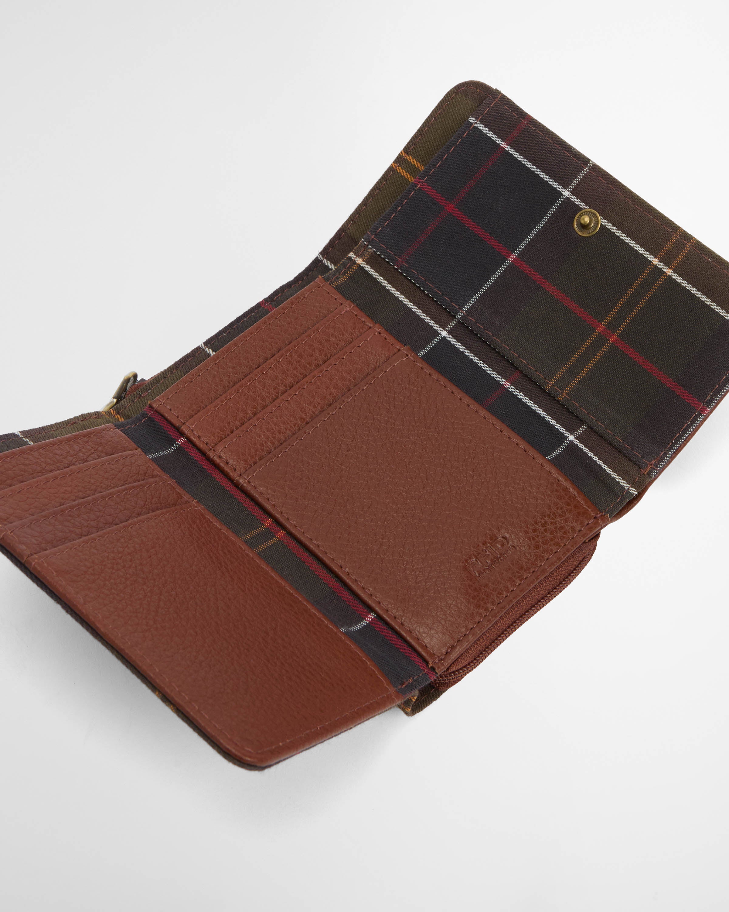 Barbour Rosa Womens Leather French Purse - Brown/Classic Tartan - Image 3