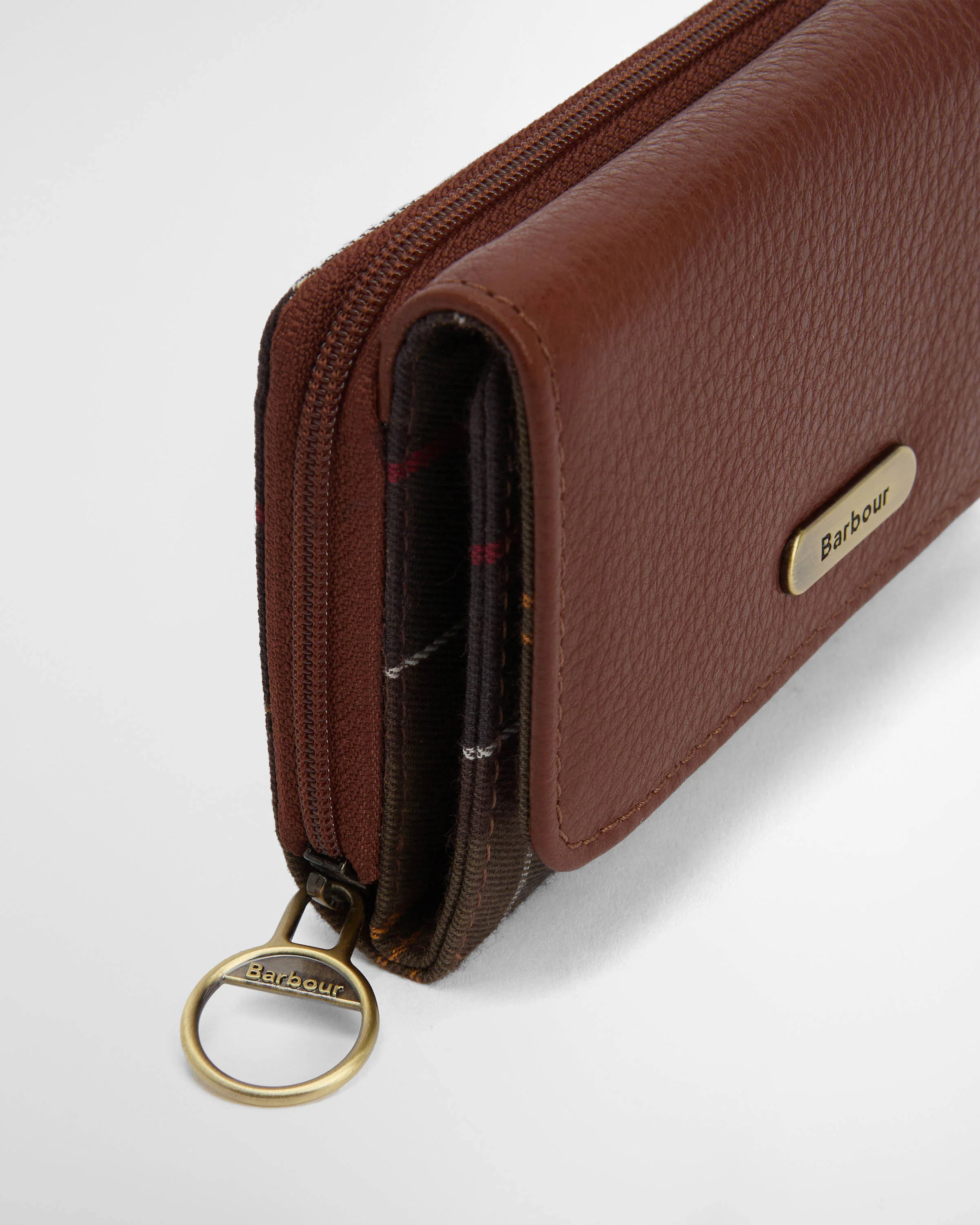 Barbour Rosa Womens Leather French Purse - Brown/Classic Tartan - Image 7