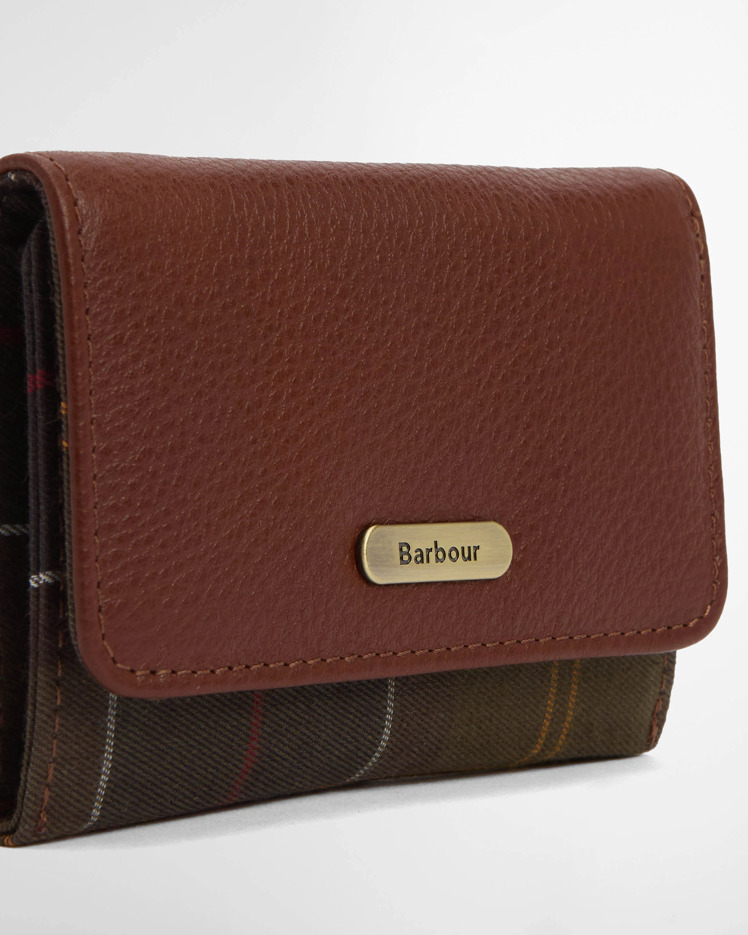 Barbour Rosa Womens Leather French Purse - Brown/Classic Tartan - Image 8