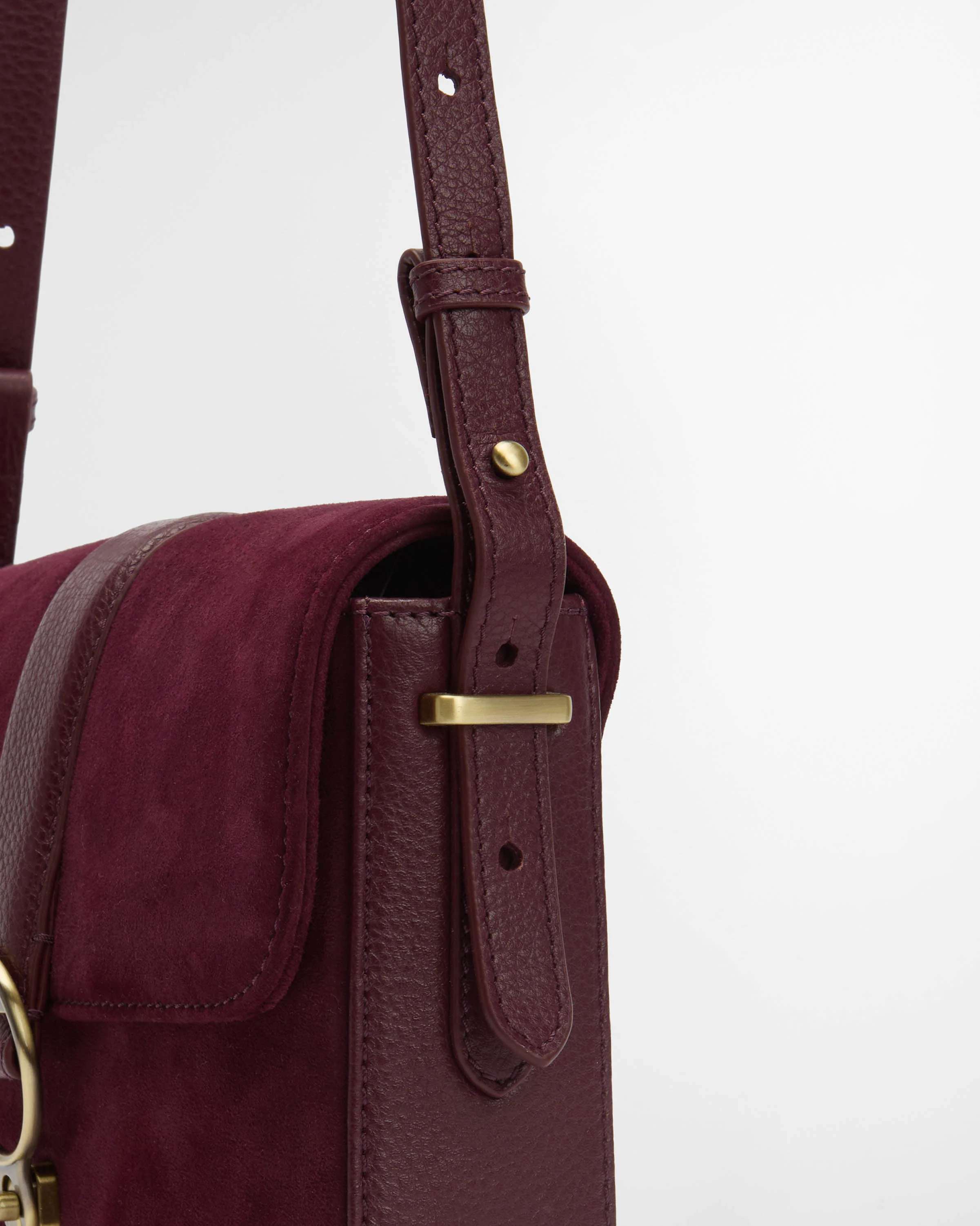 Barbour Rosa Womens Suede & Leather Crossbody Bag - Burgundy - Image 4