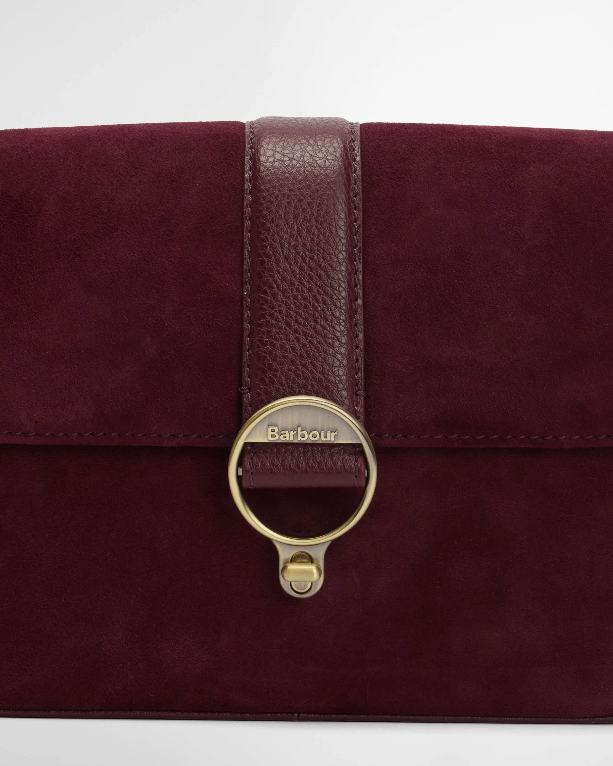 Barbour Rosa Womens Suede & Leather Crossbody Bag - Burgundy - Image 5