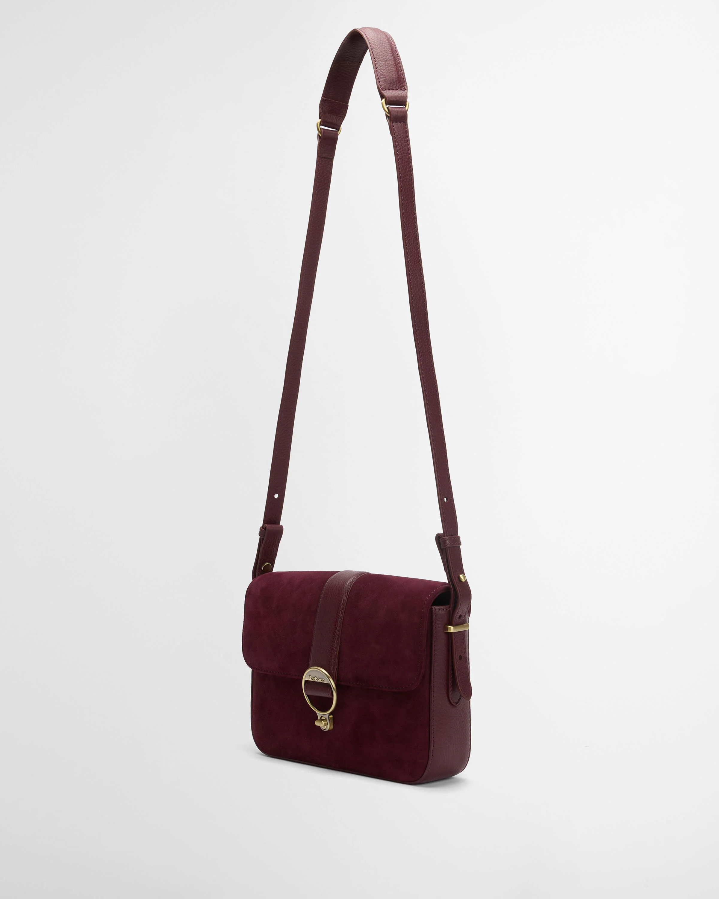 Barbour Rosa Womens Suede & Leather Crossbody Bag - Burgundy - Image 6