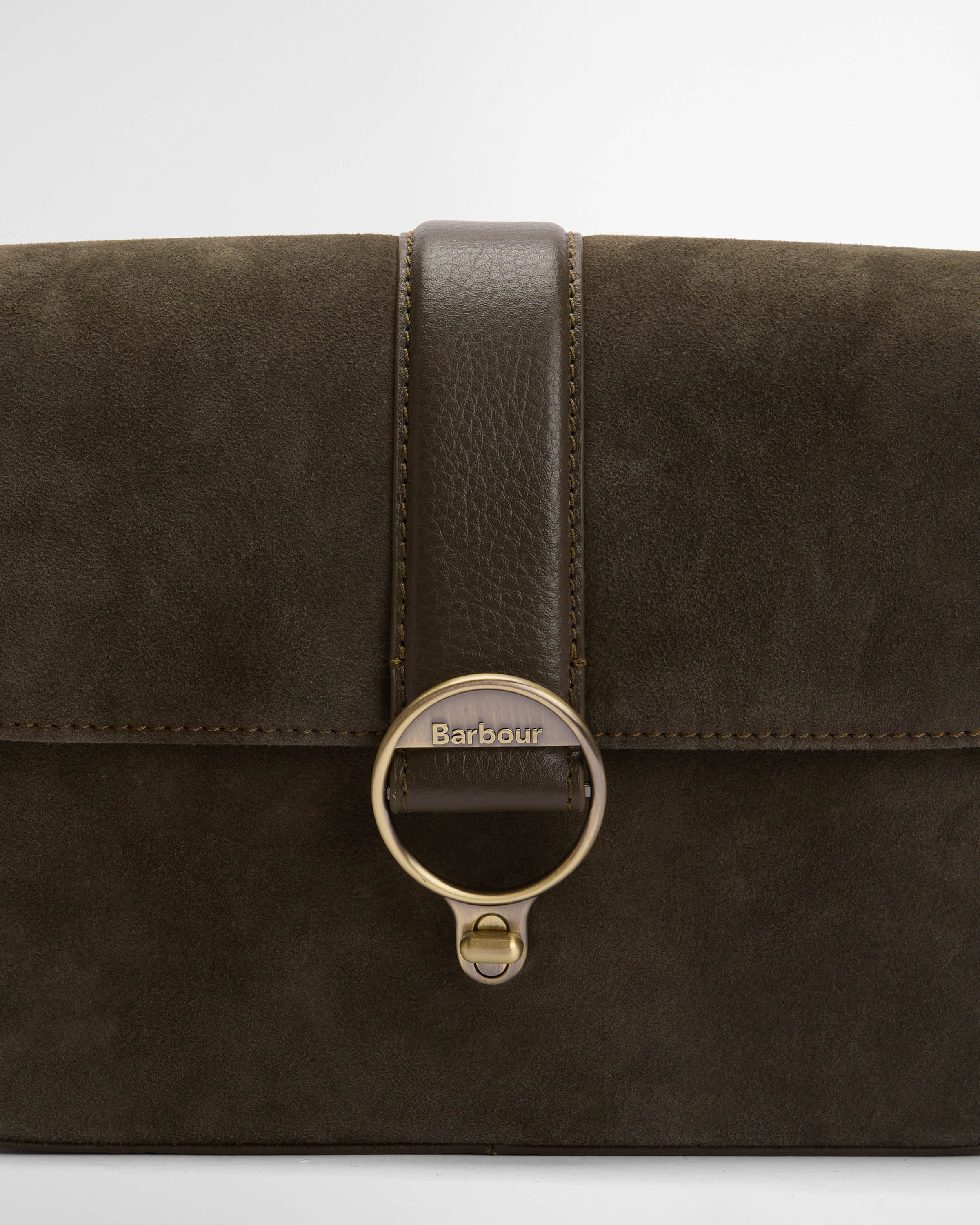 Barbour Rosa Womens Suede & Leather Crossbody Bag - Olive - Image 4