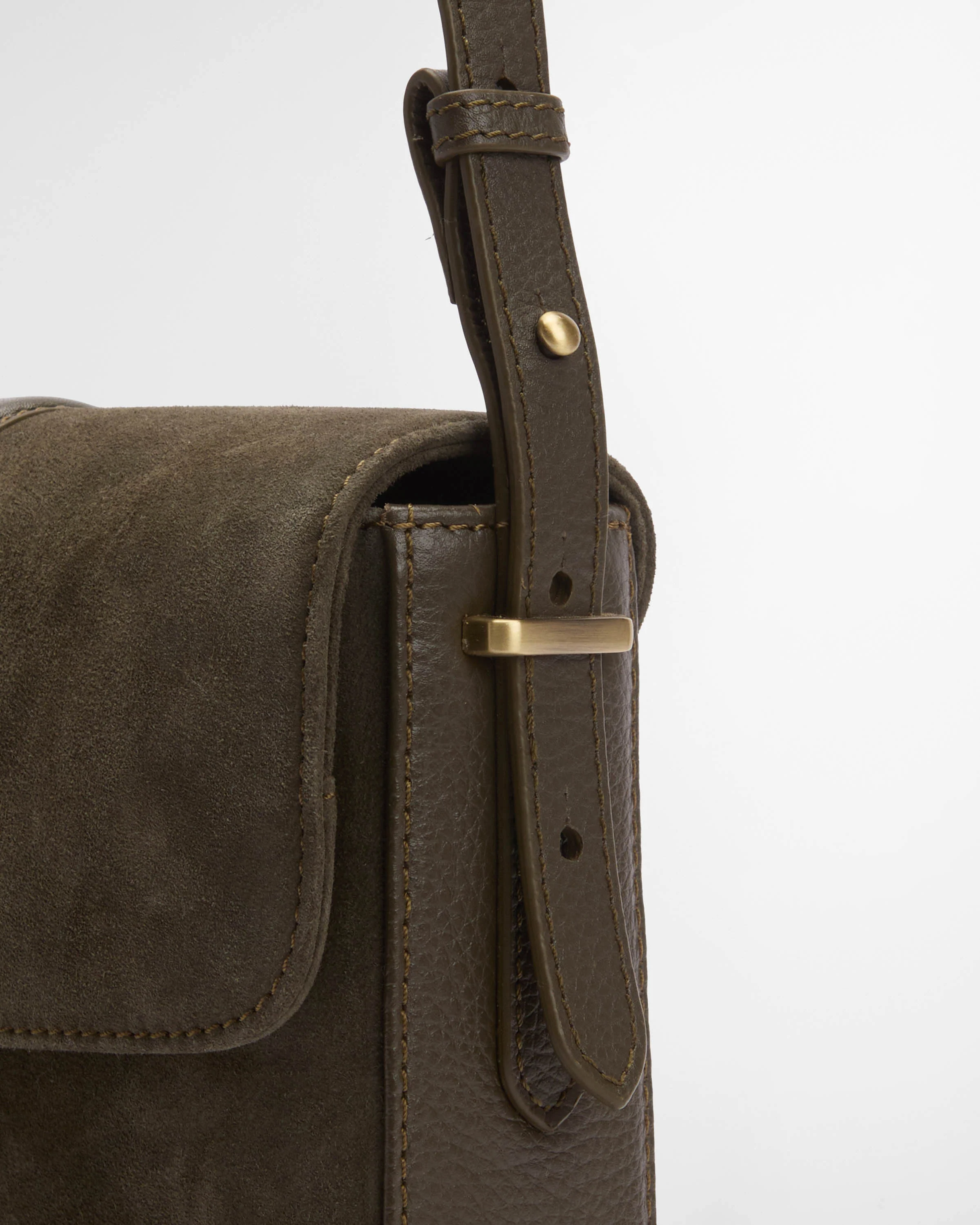 Barbour Rosa Womens Suede & Leather Crossbody Bag - Olive - Image 5
