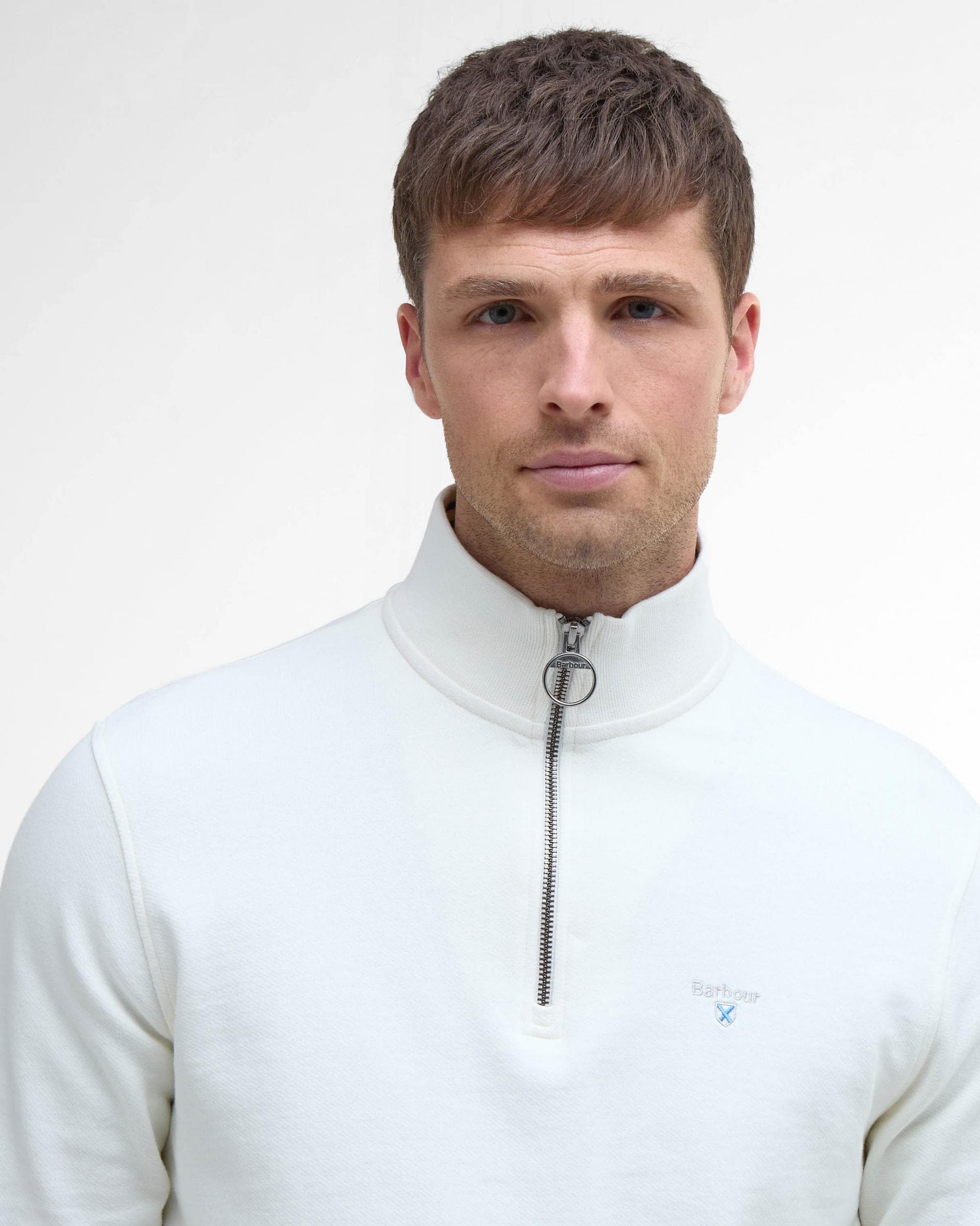Barbour Rosford Mens Half Zip Sweatshirt - Whisper White - Image 3