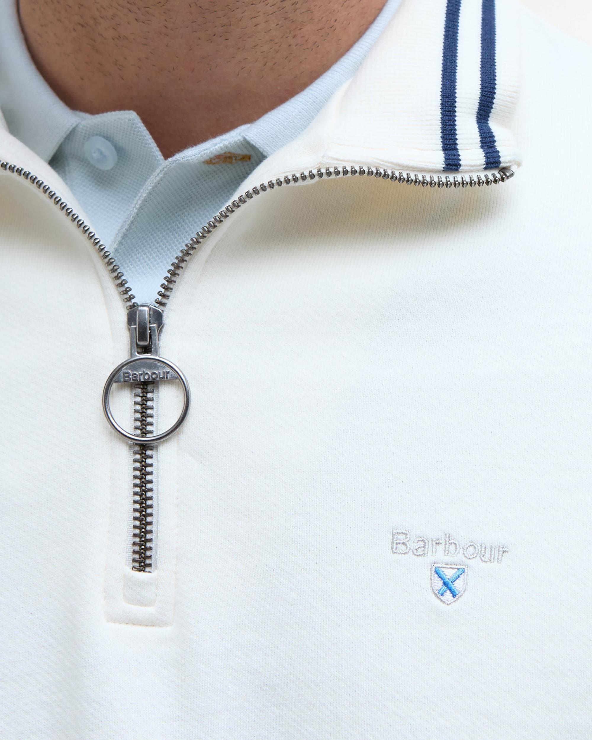 Barbour Rosford Mens Half Zip Sweatshirt - Whisper White - Image 4