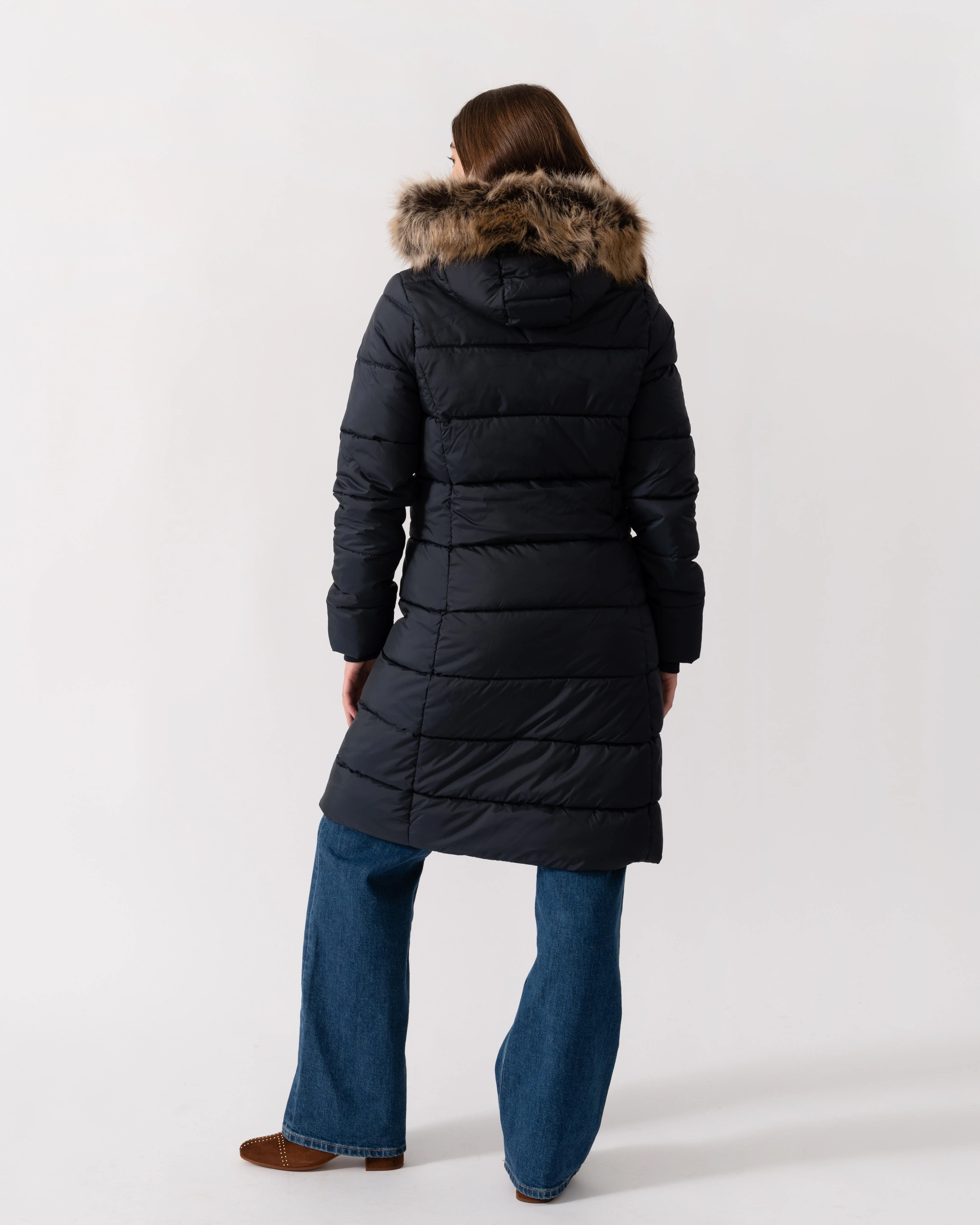 Barbour Rosoman Womens Long Puffer Jacket - Dark Navy - Image 3