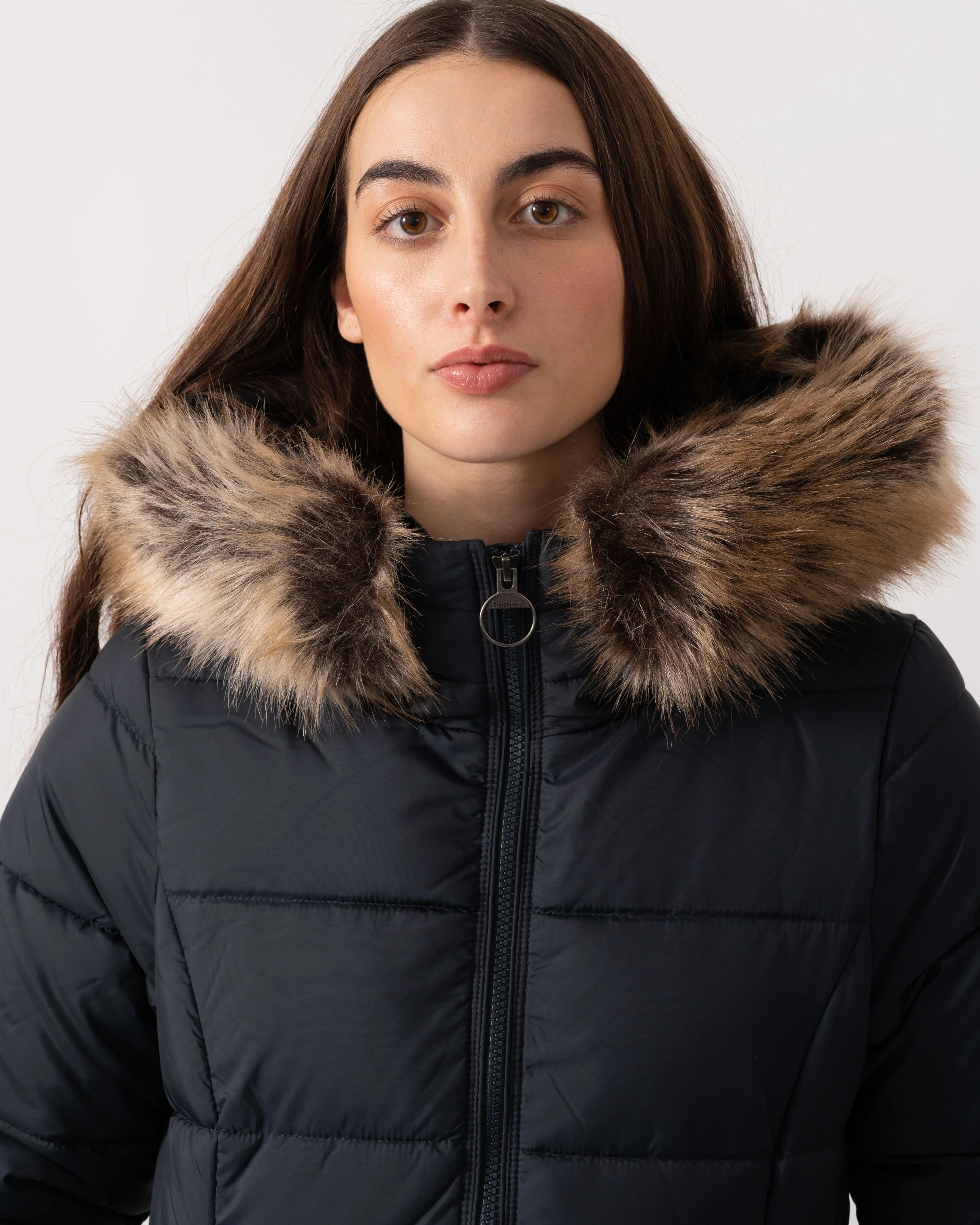 Barbour Rosoman Womens Long Puffer Jacket - Dark Navy - Image 5