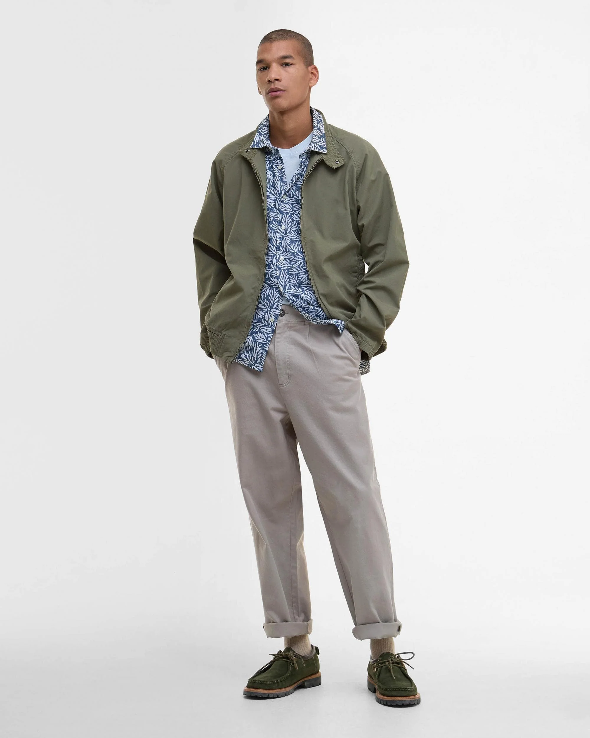 Barbour Royston Cotton Mens Casual Jacket - Light Moss - Image 2
