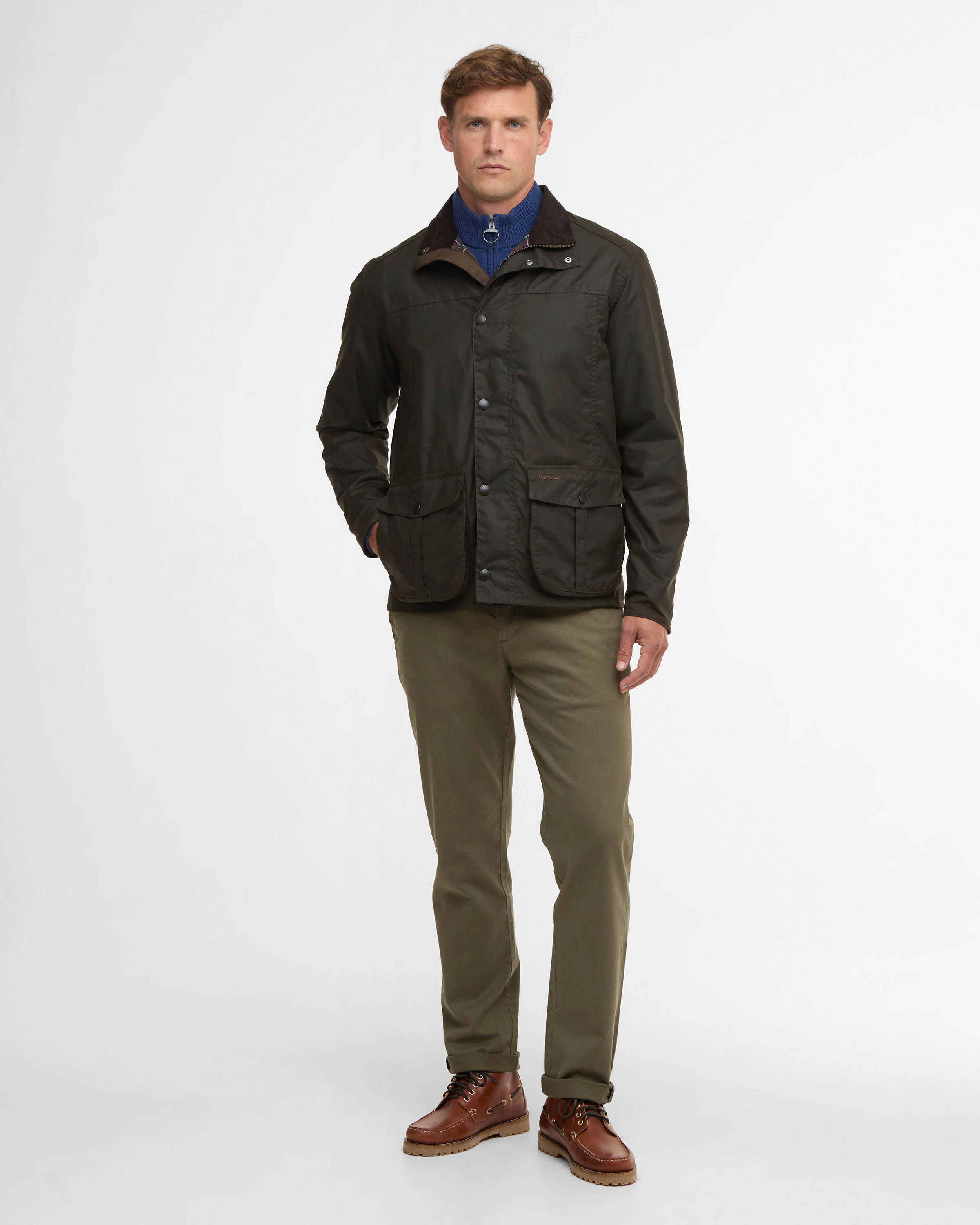 Barbour Sander Mens Wax Jacket - Olive - Image 2