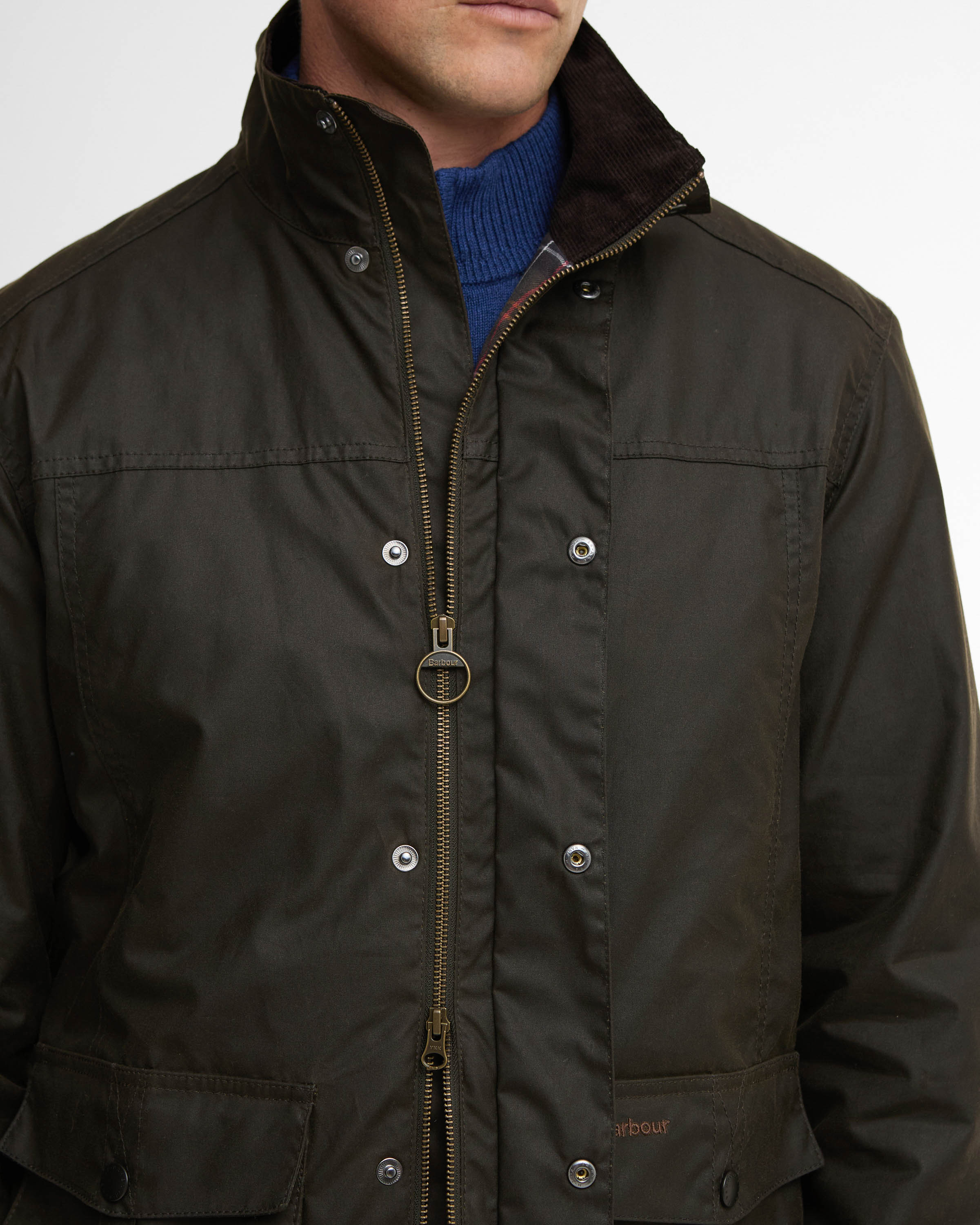 Barbour Sander Mens Wax Jacket - Olive - Image 3