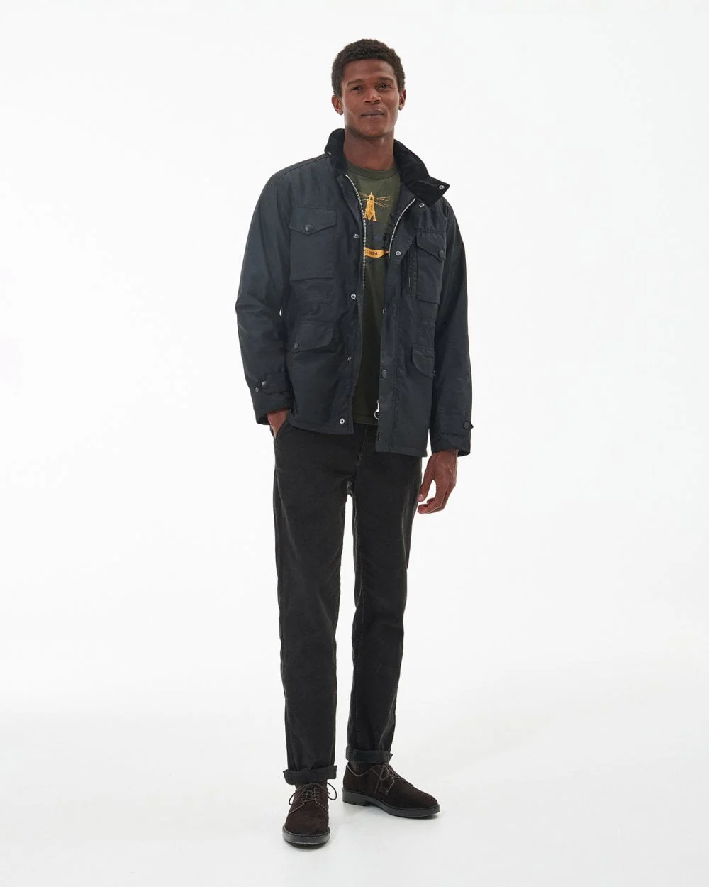 Barbour Sapper Mens Wax Jacket - Black/Classic - Image 3