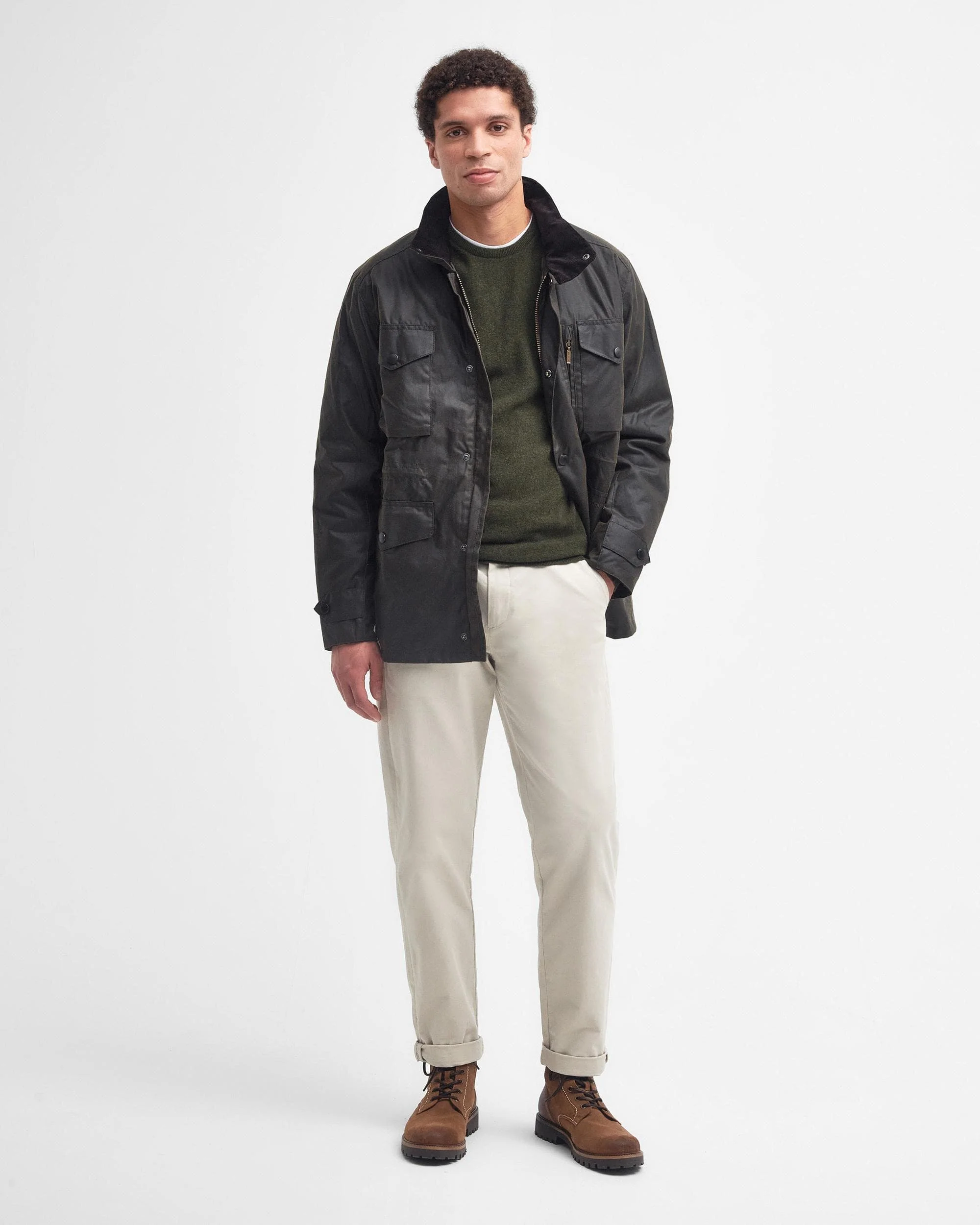 Barbour Sapper Mens Wax Jacket - Olive/Classic - Image 4