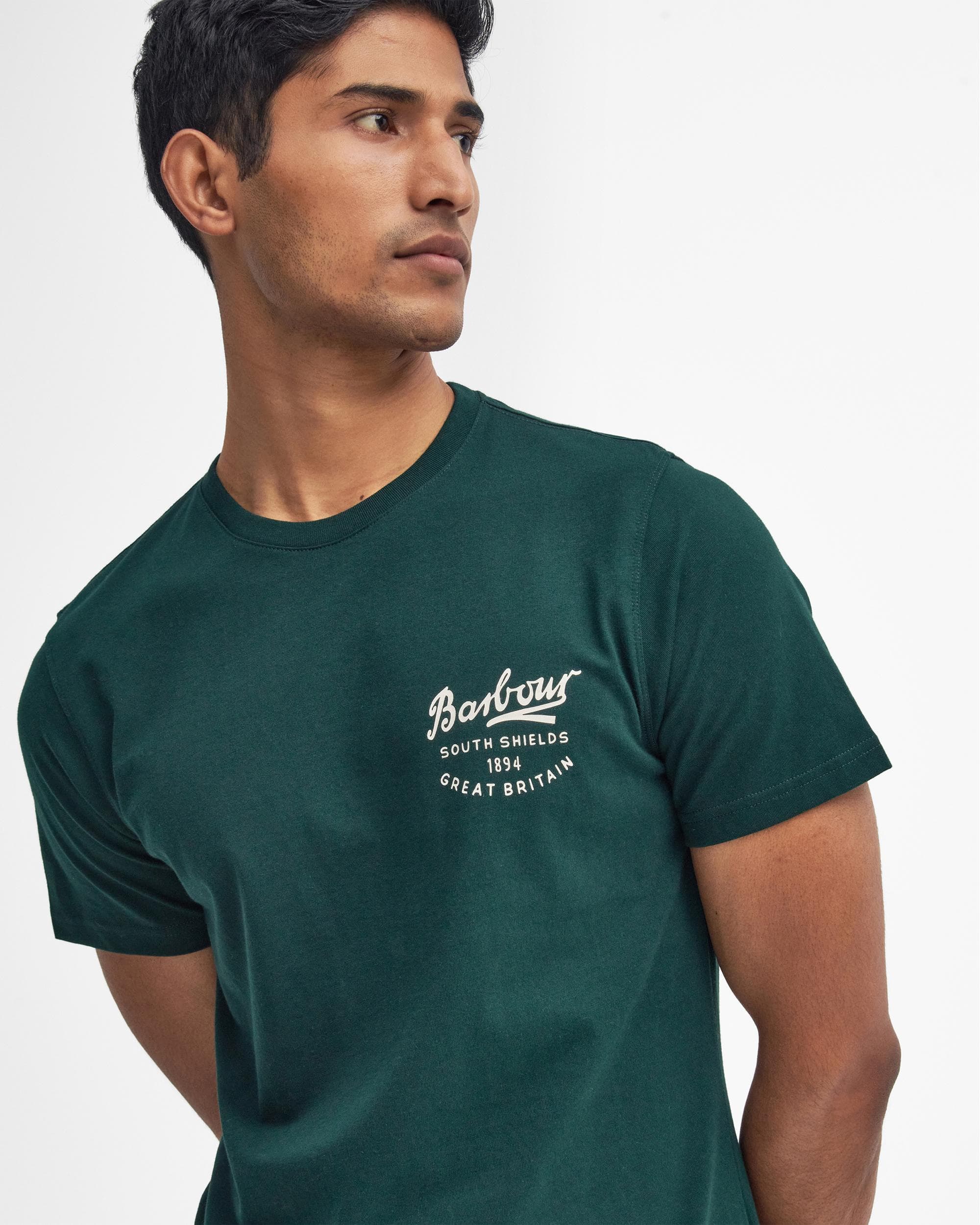 Barbour Script Mens Graphic T-Shirt - Seaweed - Image 2