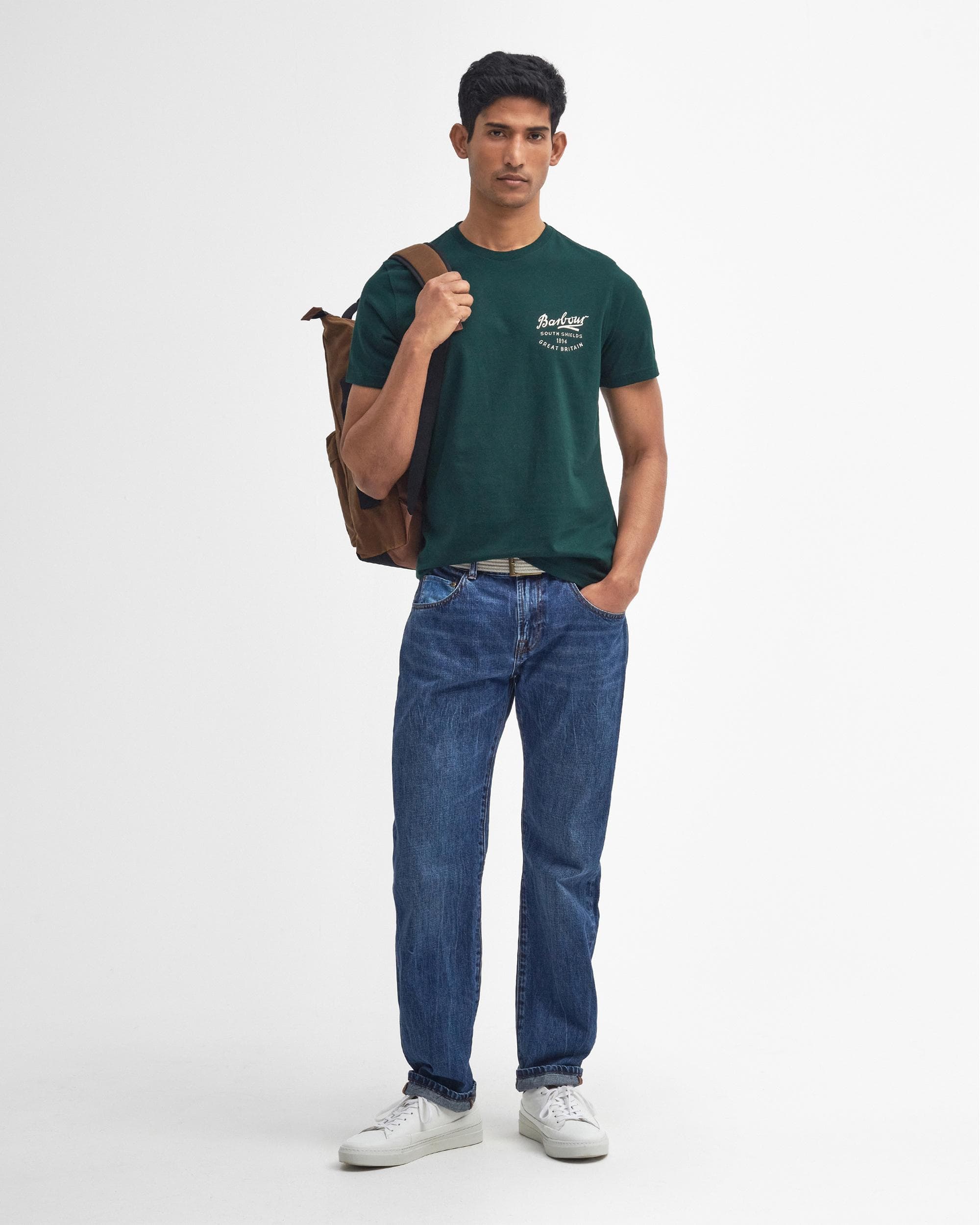 Barbour Script Mens Graphic T-Shirt - Seaweed - Image 3