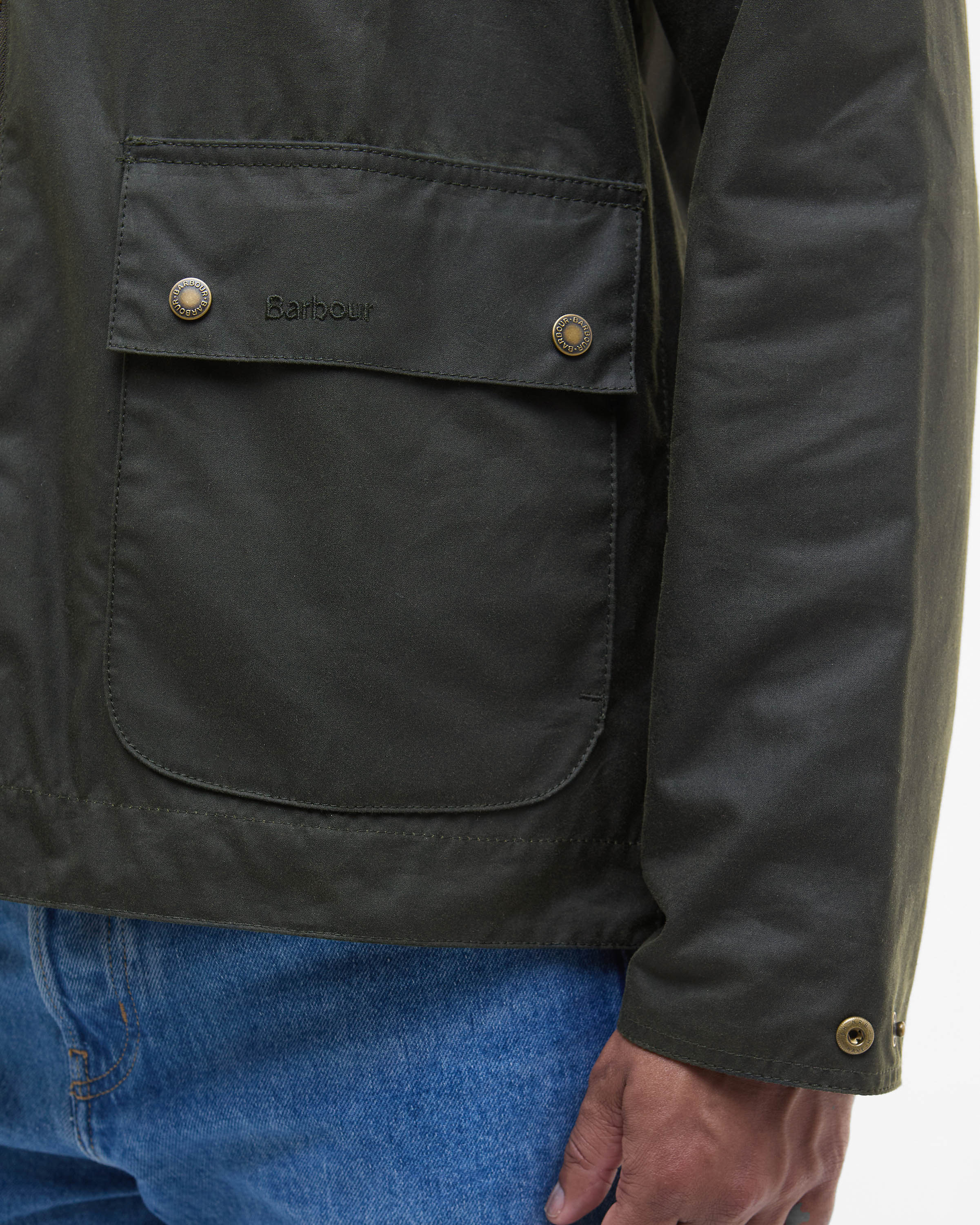 Barbour Short Bedale Mens Wax Jacket - Fern - Image 3