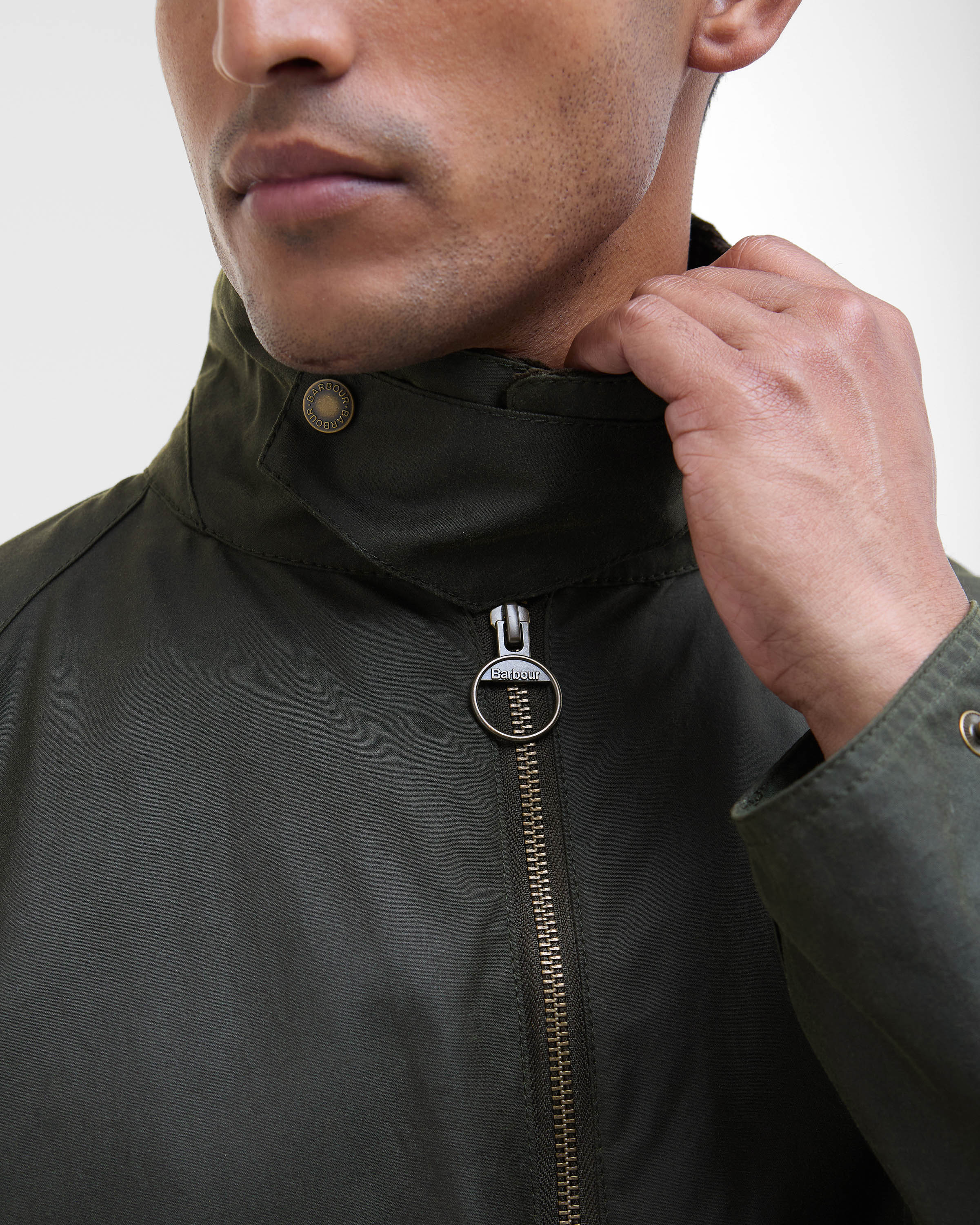 Barbour Short Bedale Mens Wax Jacket - Fern - Image 4