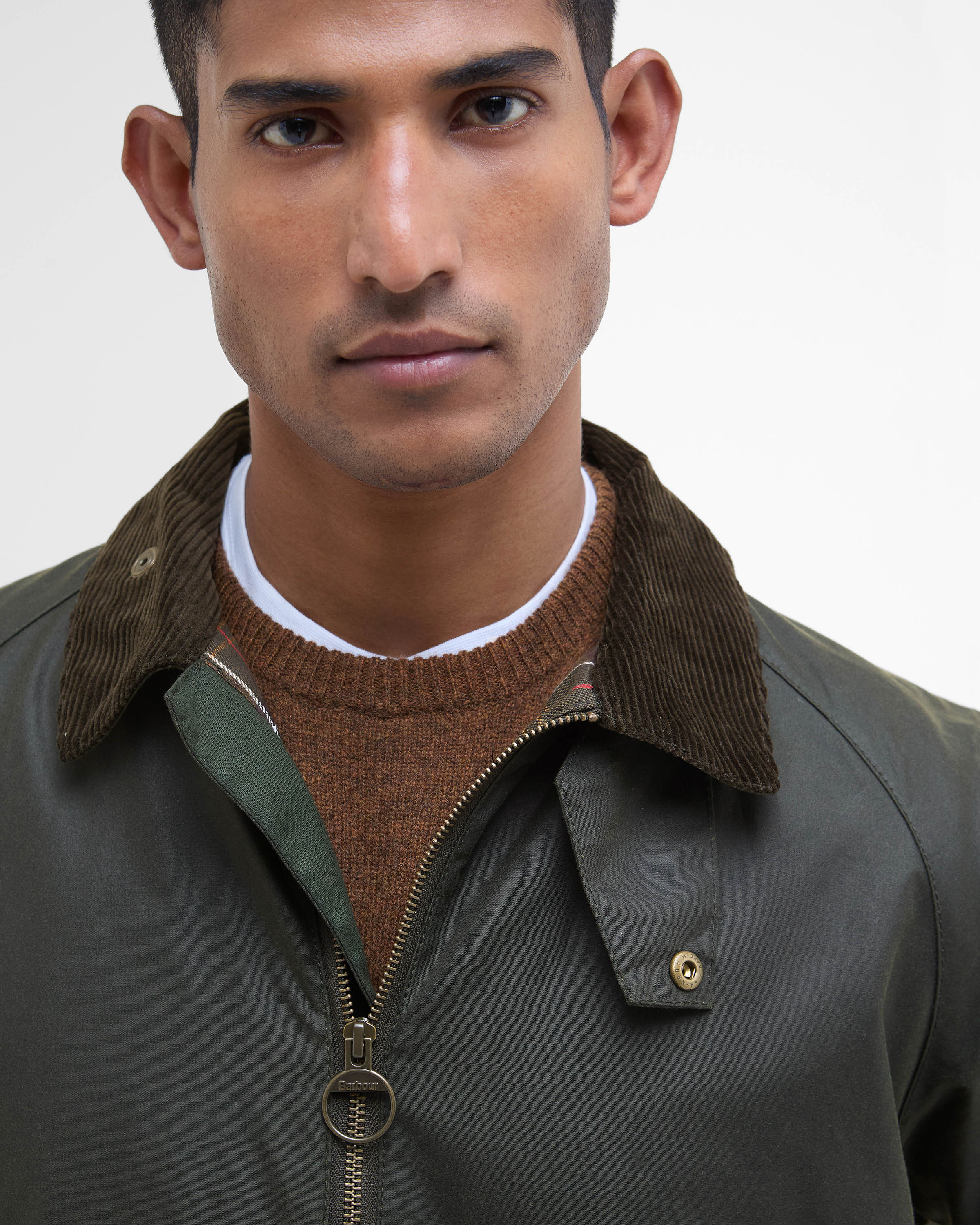 Barbour Short Bedale Mens Wax Jacket - Fern - Image 6