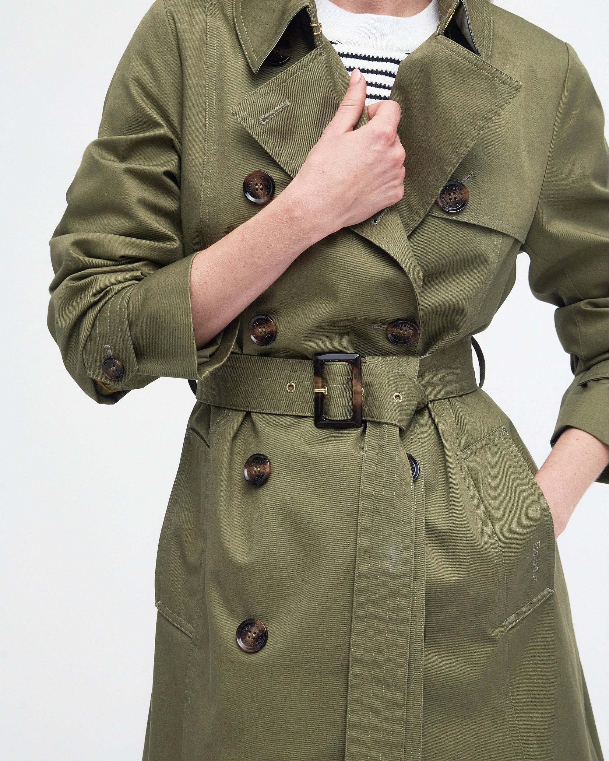 Barbour Short Greta Womens Showerproof Trenchcoat - Image 3
