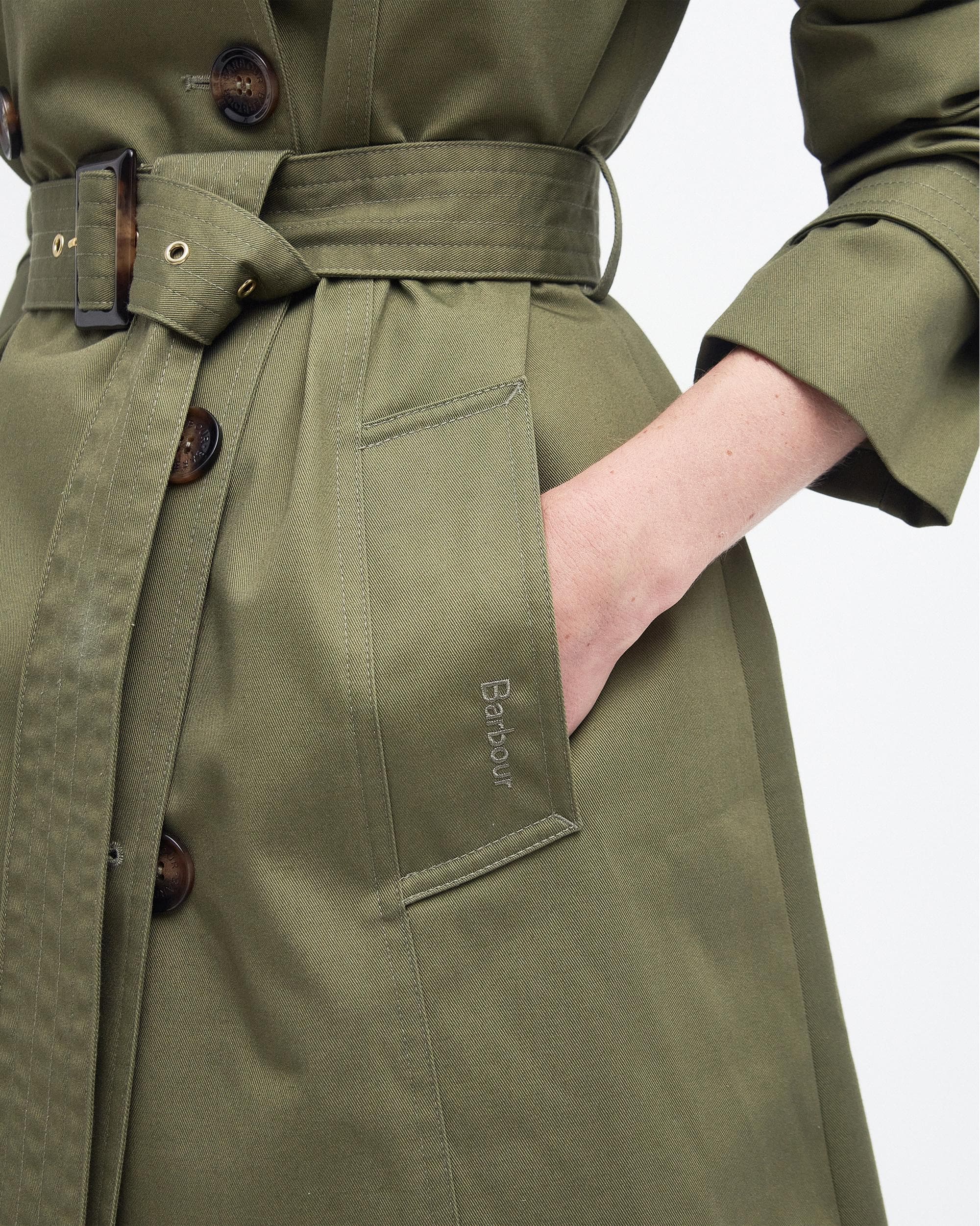 Barbour Short Greta Womens Showerproof Trenchcoat - Image 4