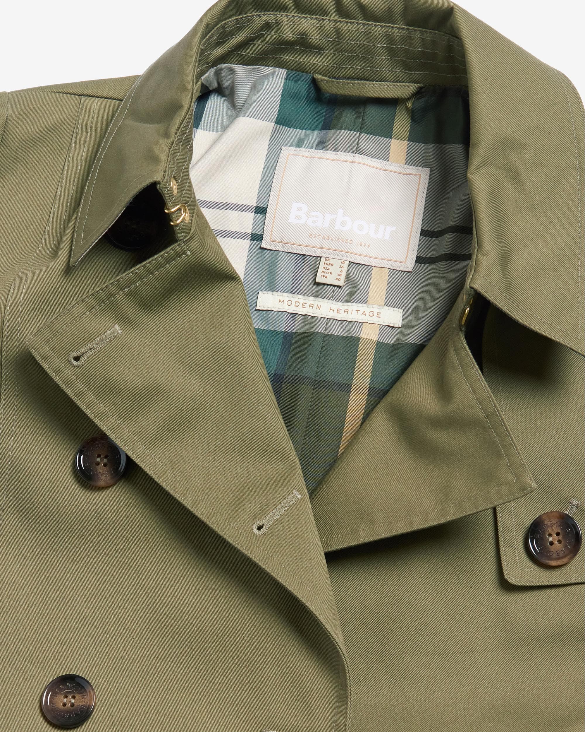 Barbour Short Greta Womens Showerproof Trenchcoat - Image 9