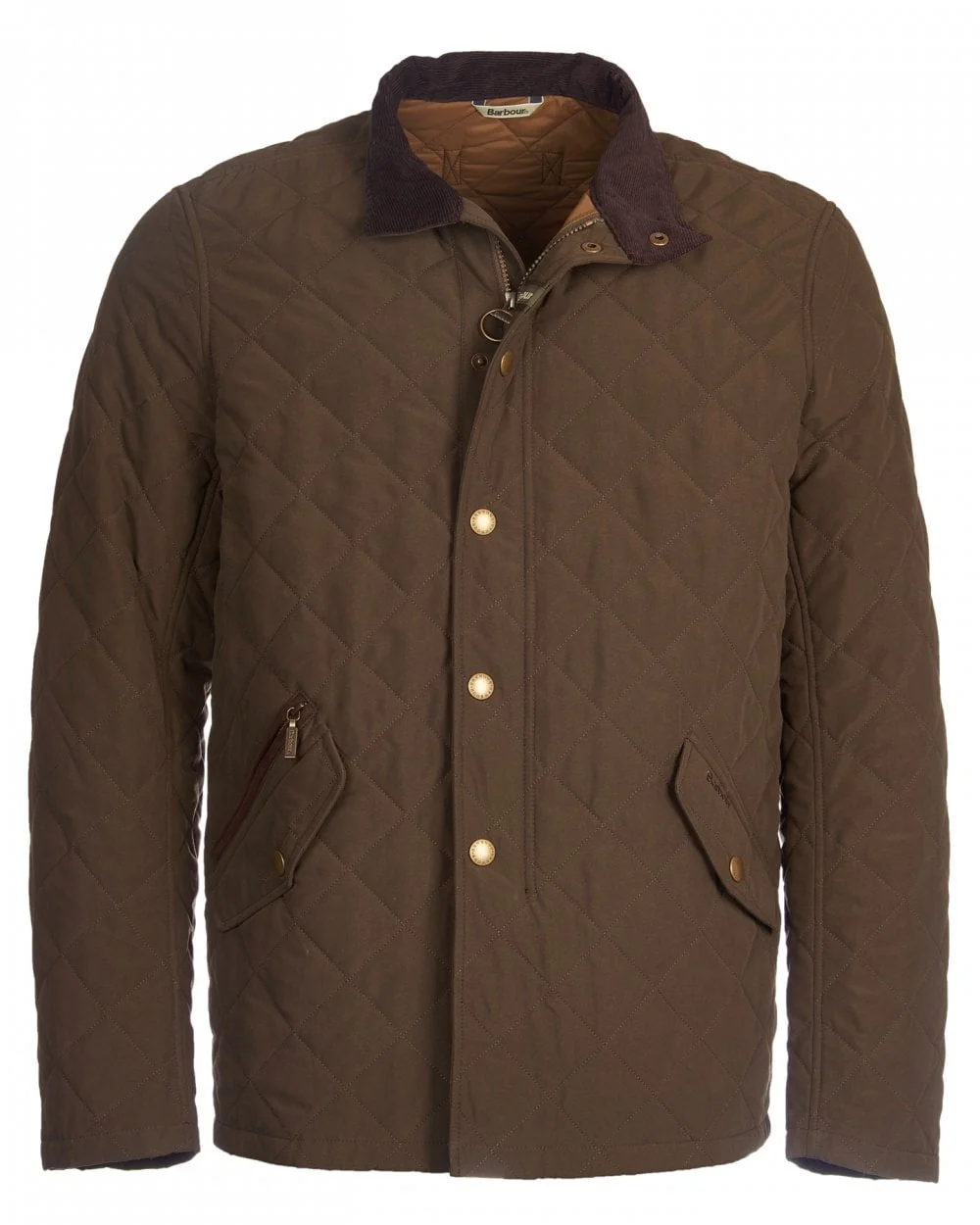 Barbour Shoveler Mens Quilted Jacket - Dark Olive - Image 7