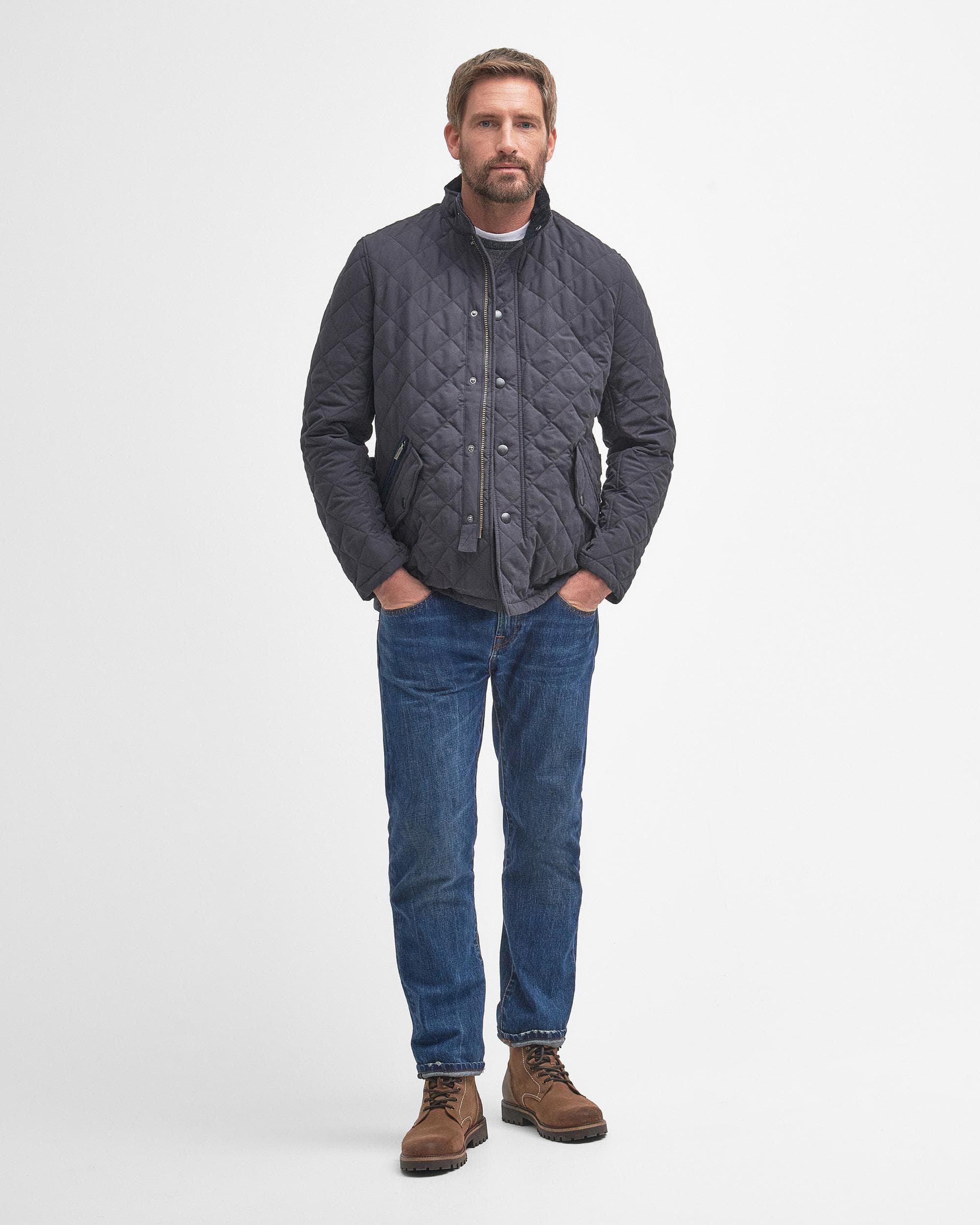Barbour Shoveler Mens Quilted Jacket - Navy - Image 4