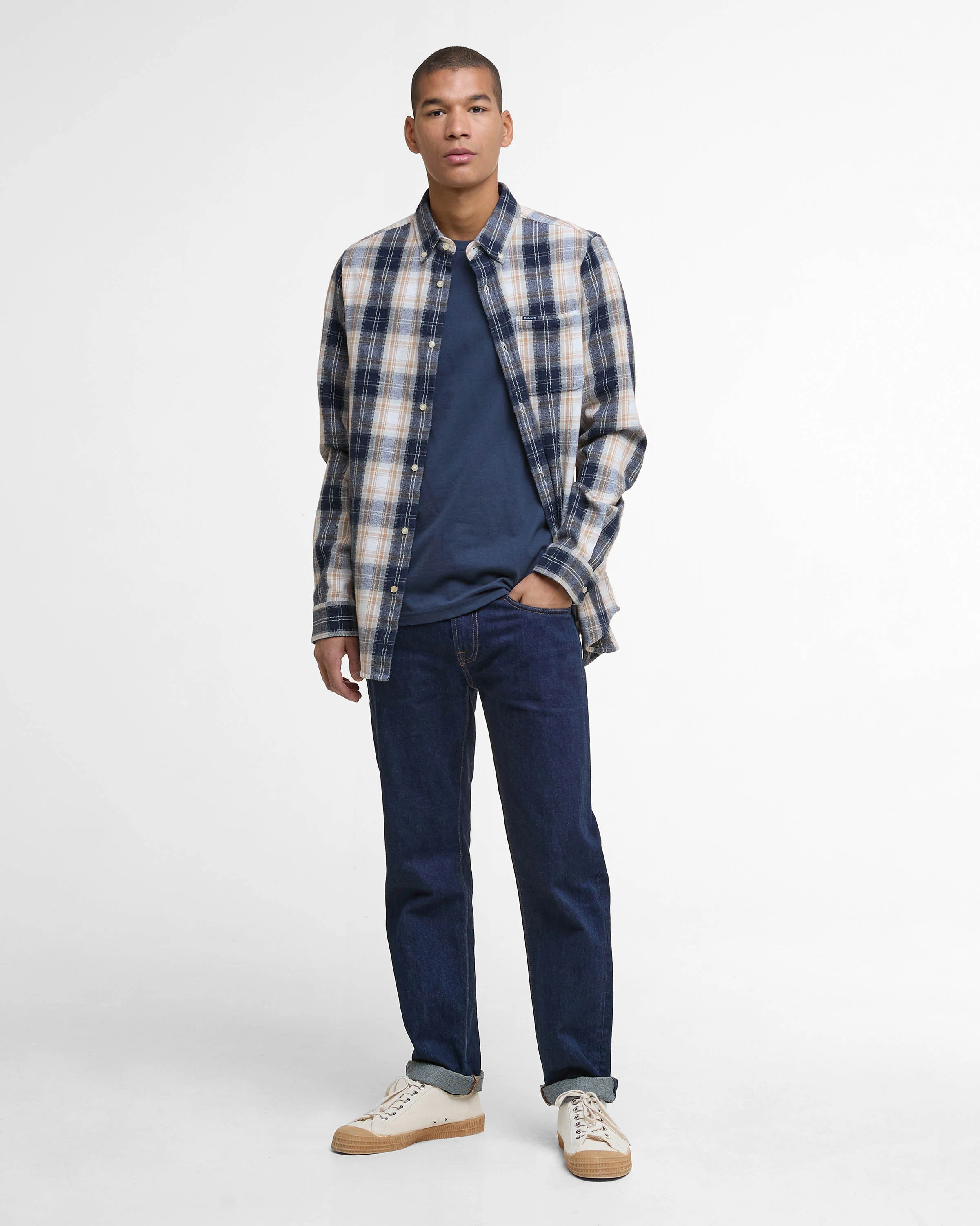 Barbour Sillwith Mens Tailored Checked Shirt - Ecru - Image 2