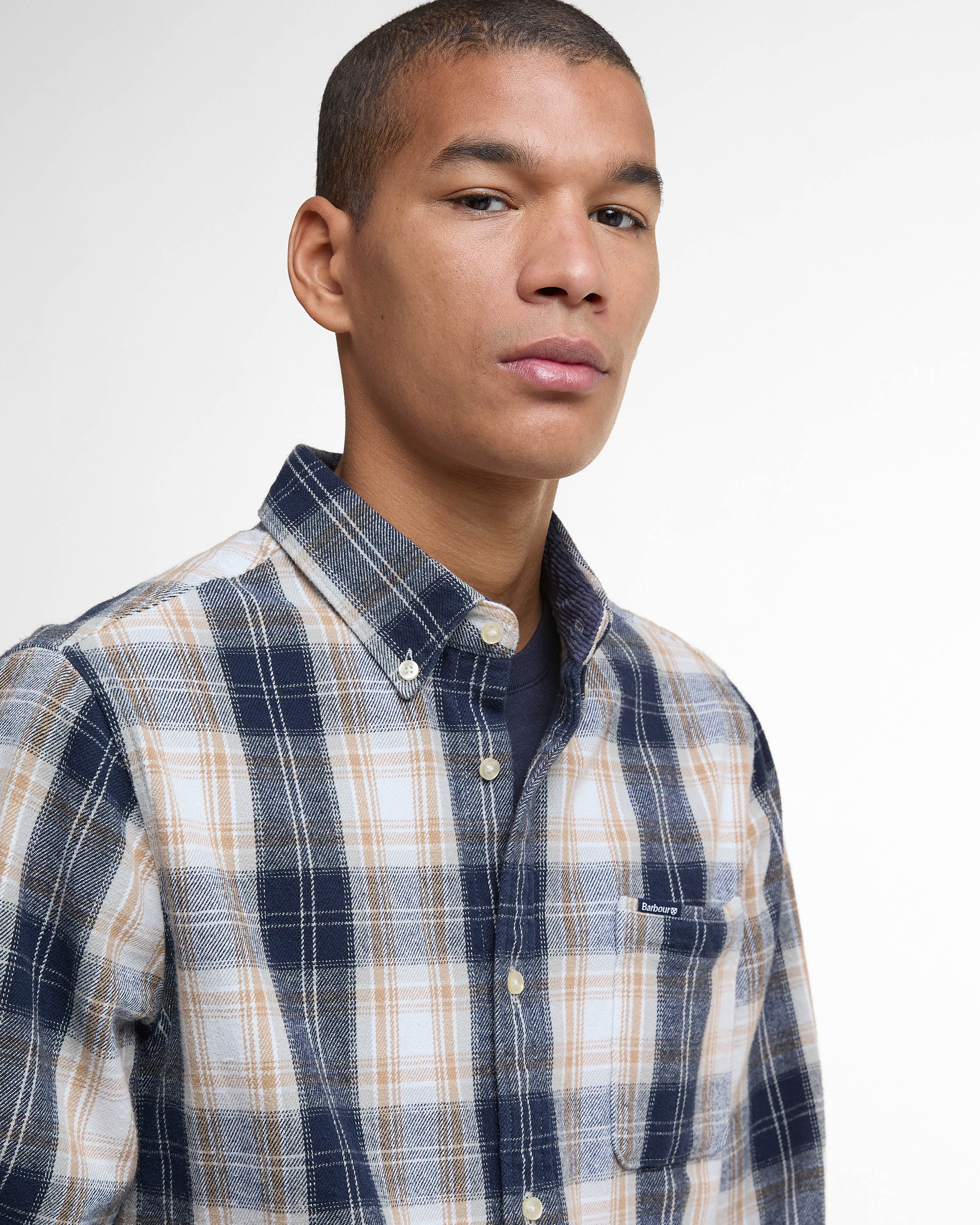 Barbour Sillwith Mens Tailored Checked Shirt - Ecru - Image 3